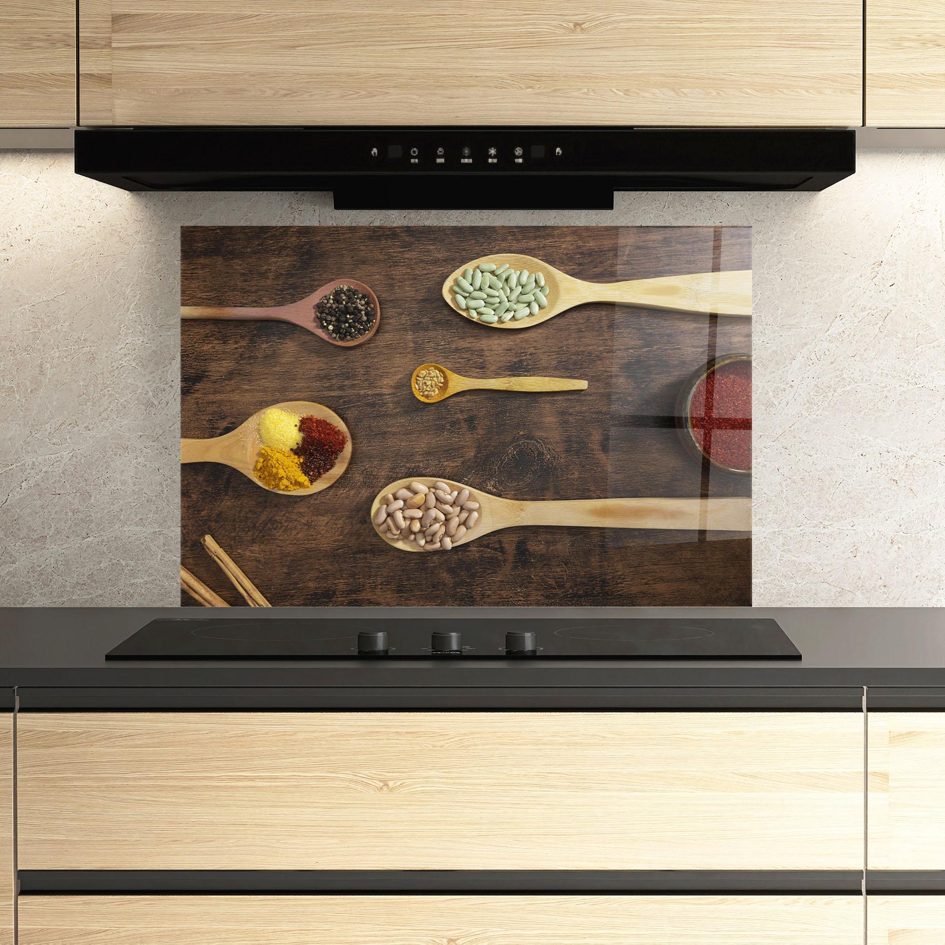Küchenrückwand Glas Spices Beans mockup 3
