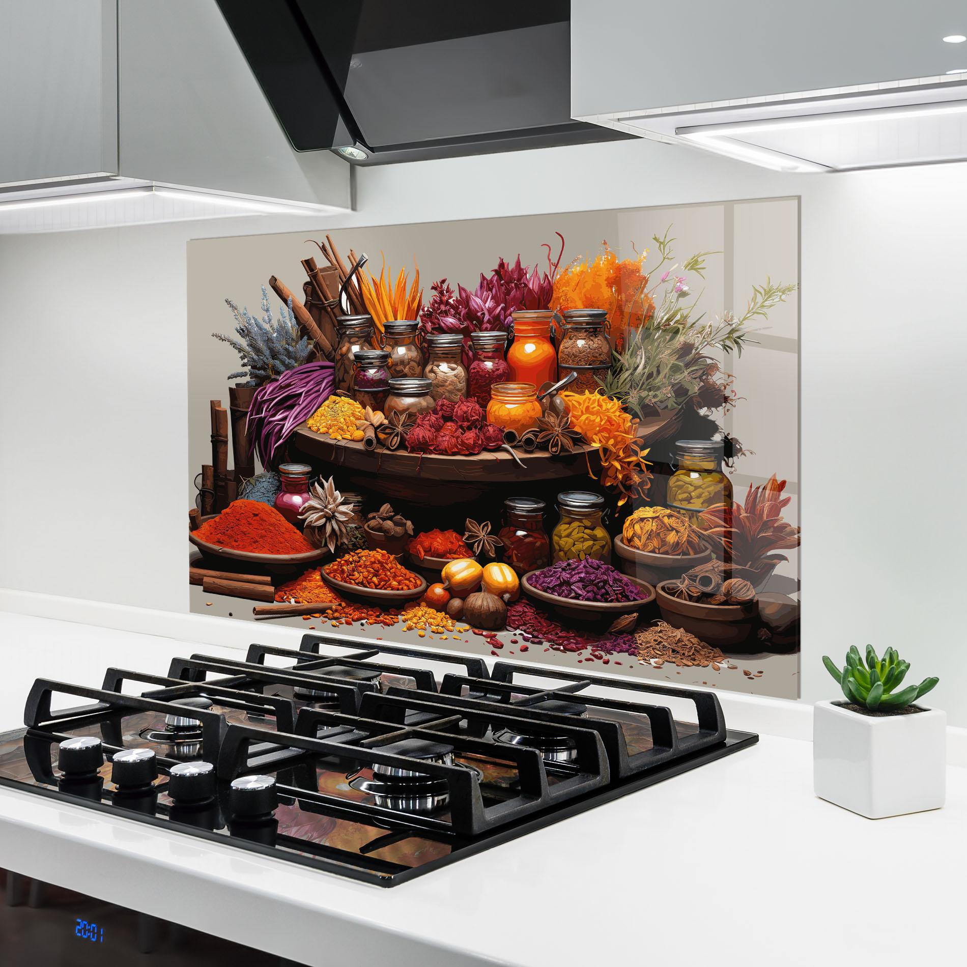 Küchenrückwand Glas Autumn Seasoning mockup 6