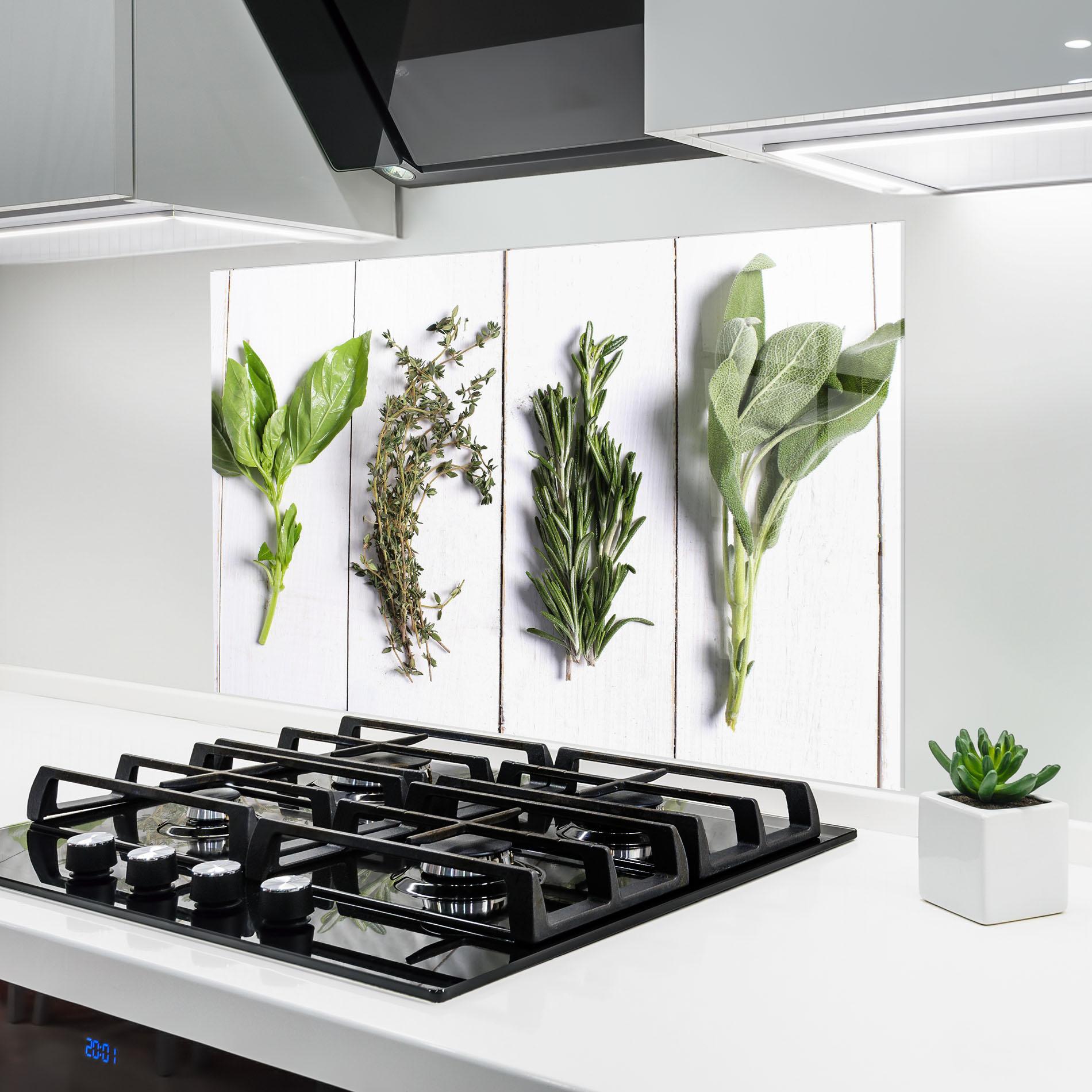 Küchenrückwand Glas Different Herbs mockup 6