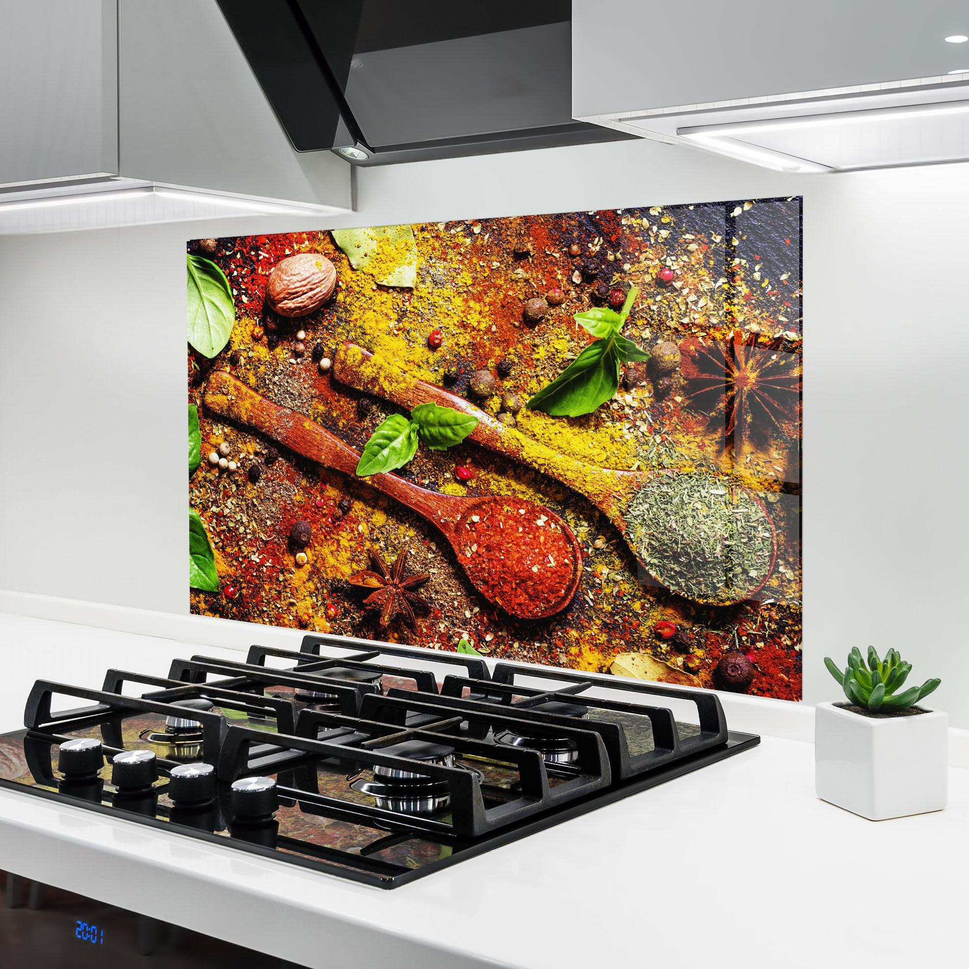 Küchenrückwand Glas Dried Herbs mockup 6