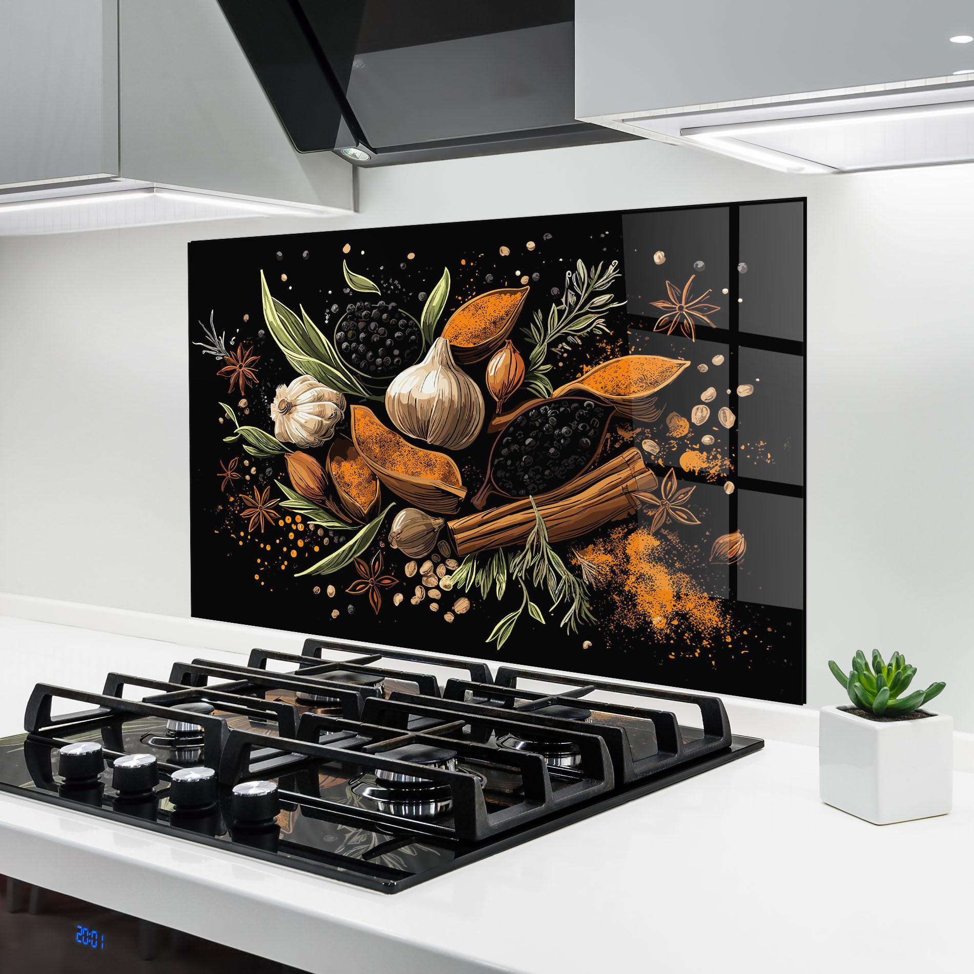Küchenrückwand Glas Garlic And Spices mockup 6