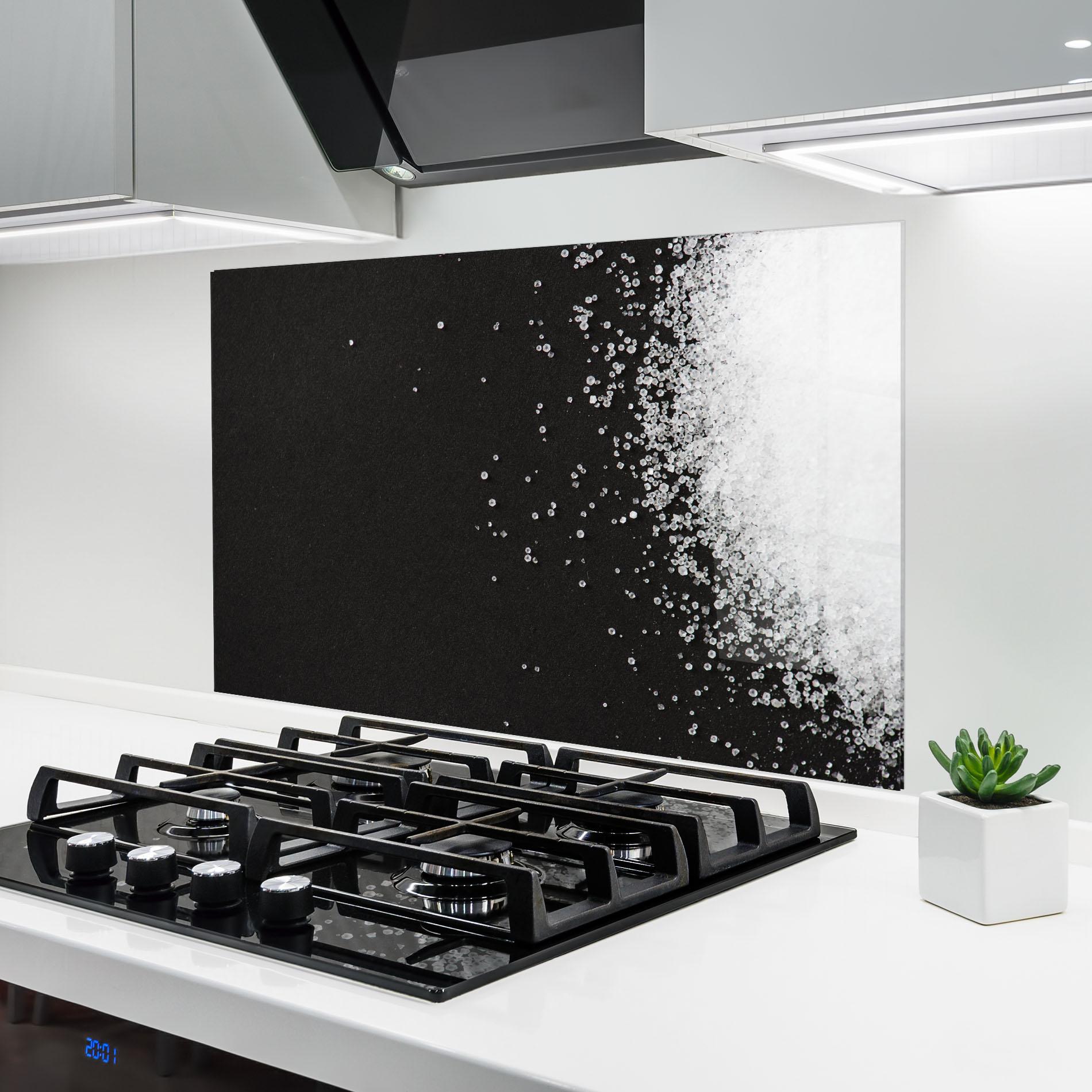 Küchenrückwand Glas Salt Texture mockup 6