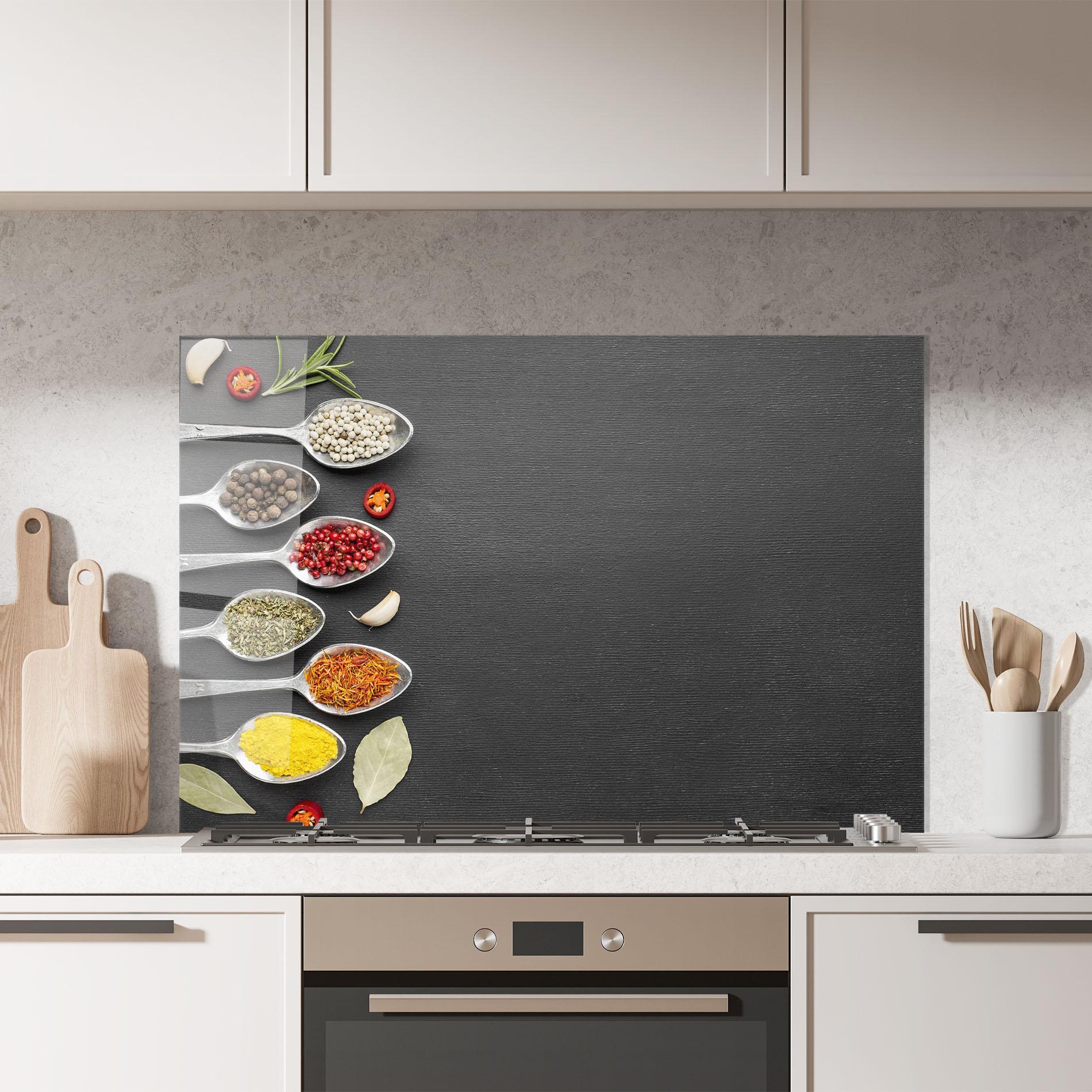 Küchenrückwand Glas Condiments Spoons mockup 7