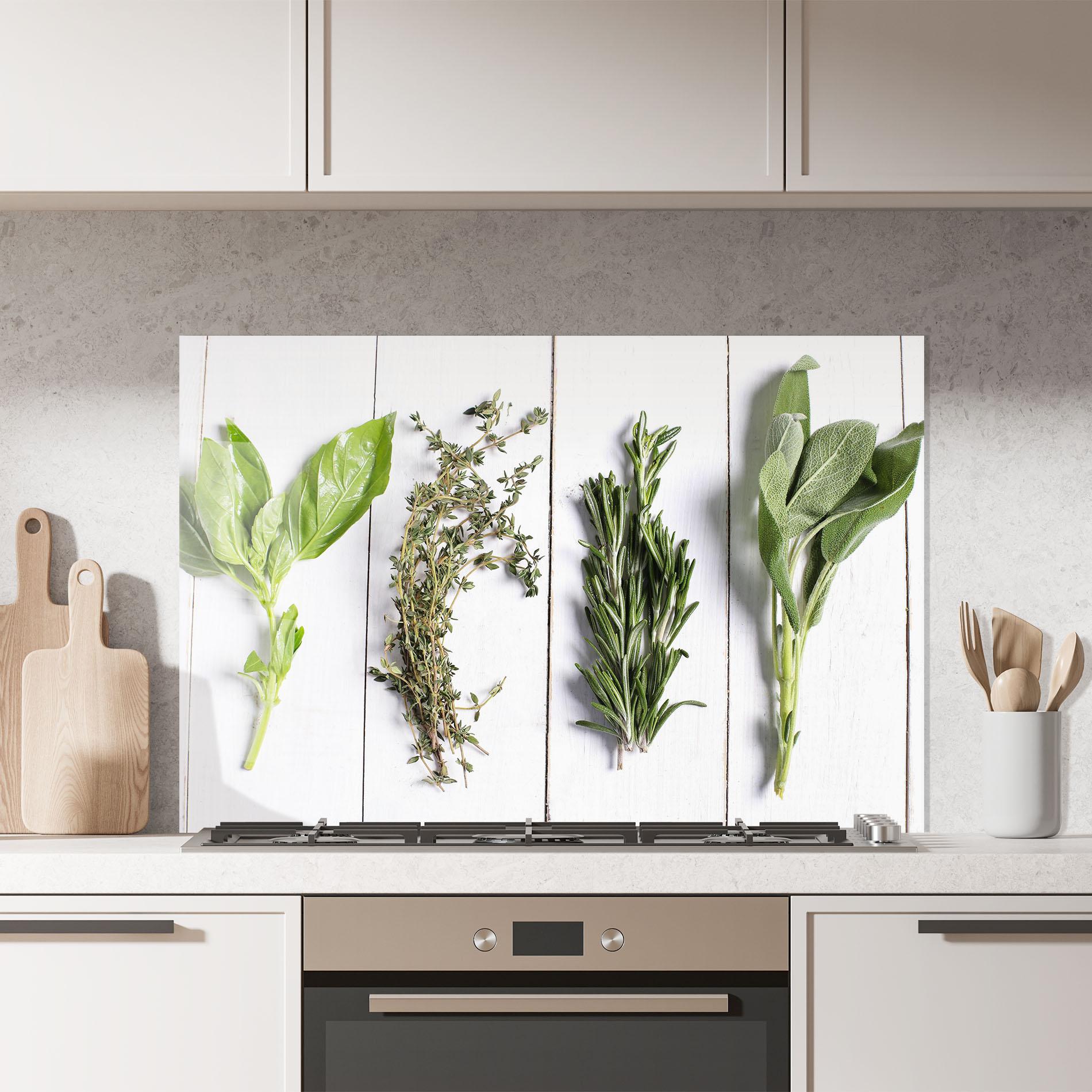 Küchenrückwand Glas Different Herbs mockup 7