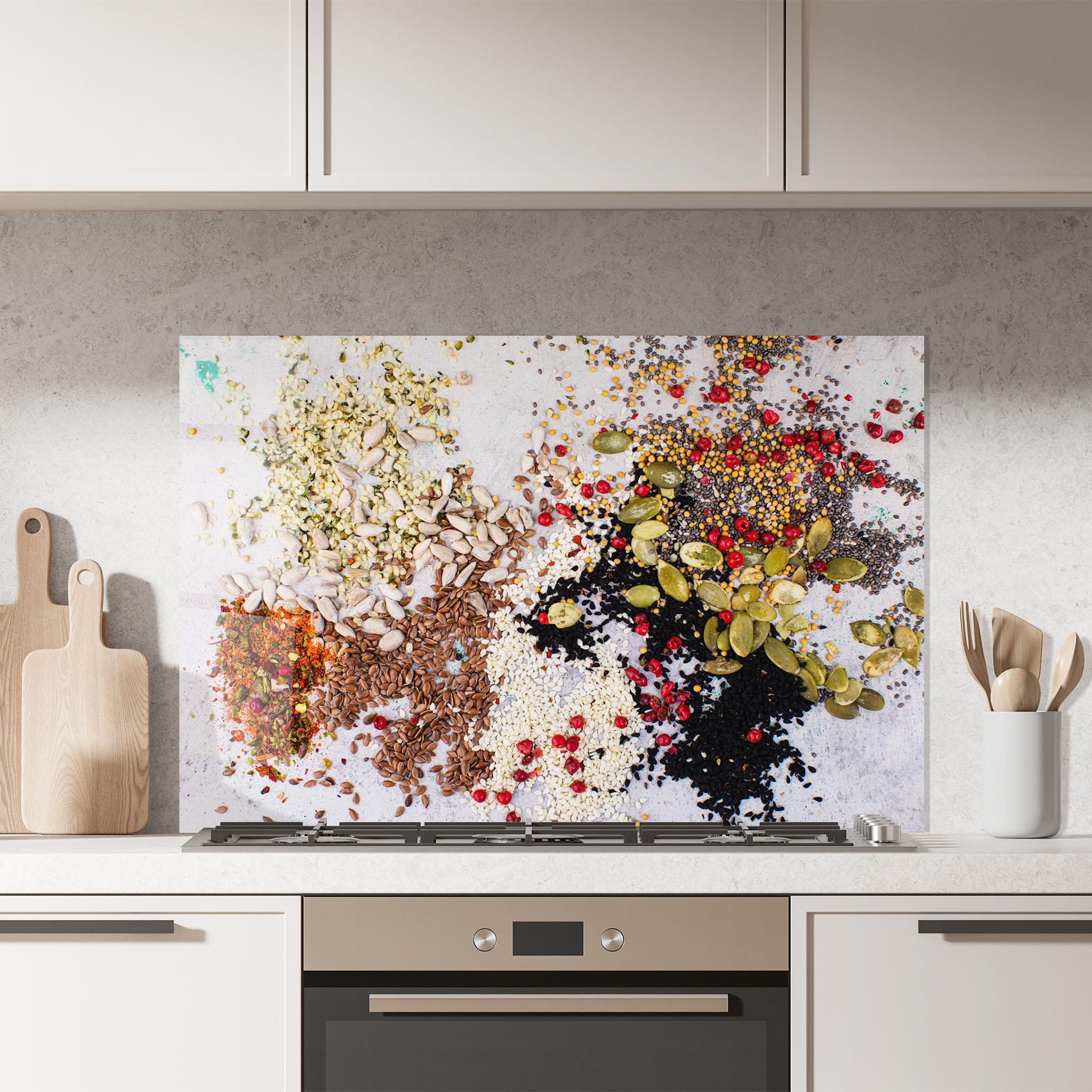 Küchenrückwand Glas Different Seeds mockup 7