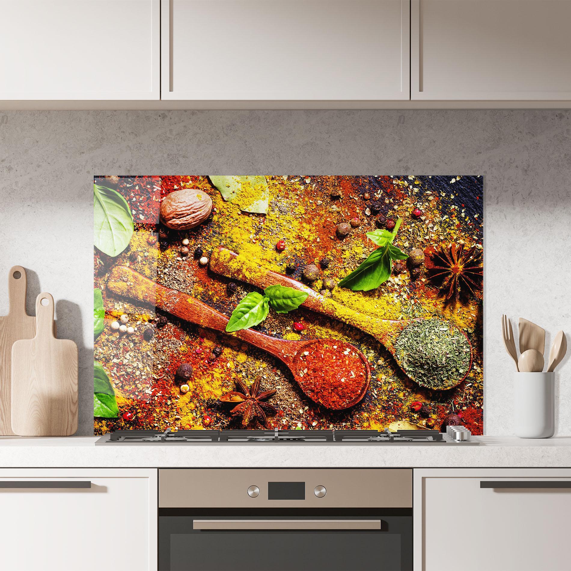 Küchenrückwand Glas Dried Herbs mockup 7