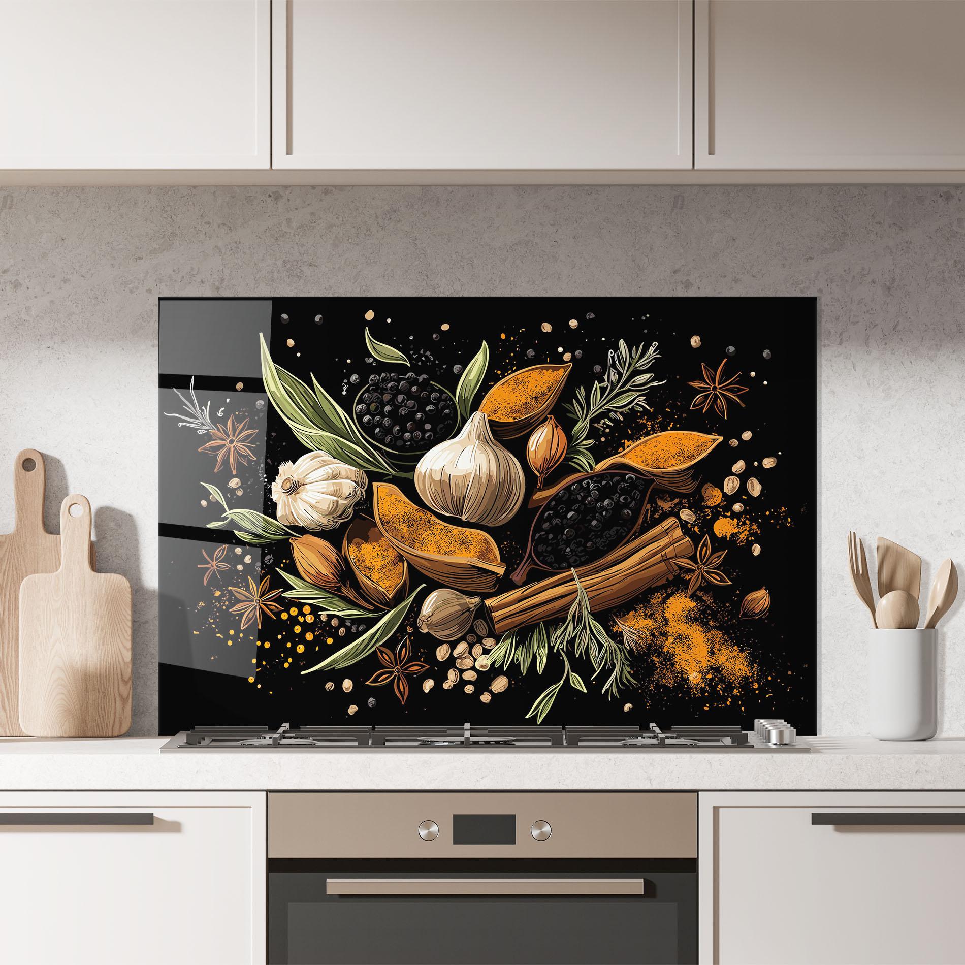 Küchenrückwand Glas Garlic And Spices mockup 7