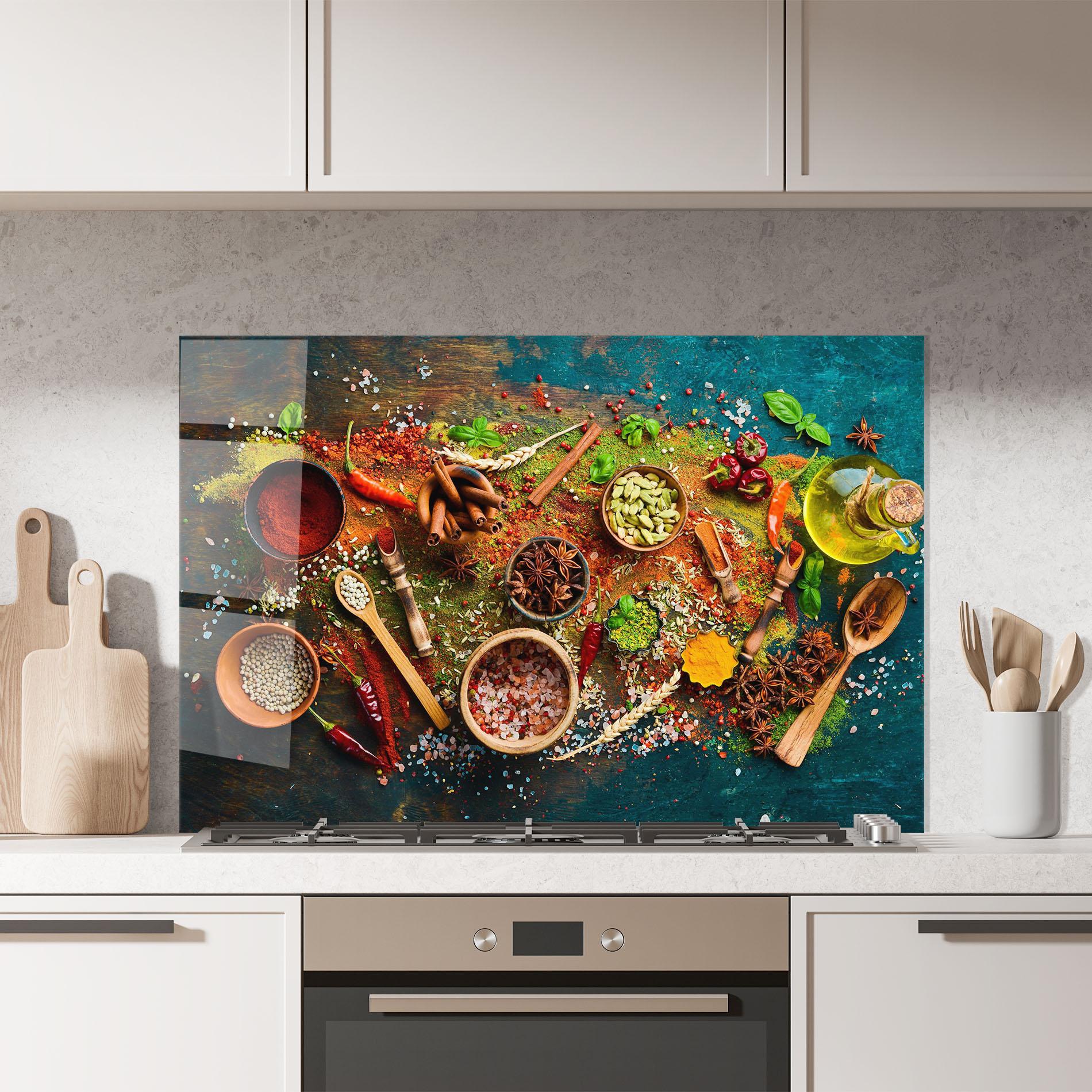 Küchenrückwand Glas Seasonings Mix mockup 7