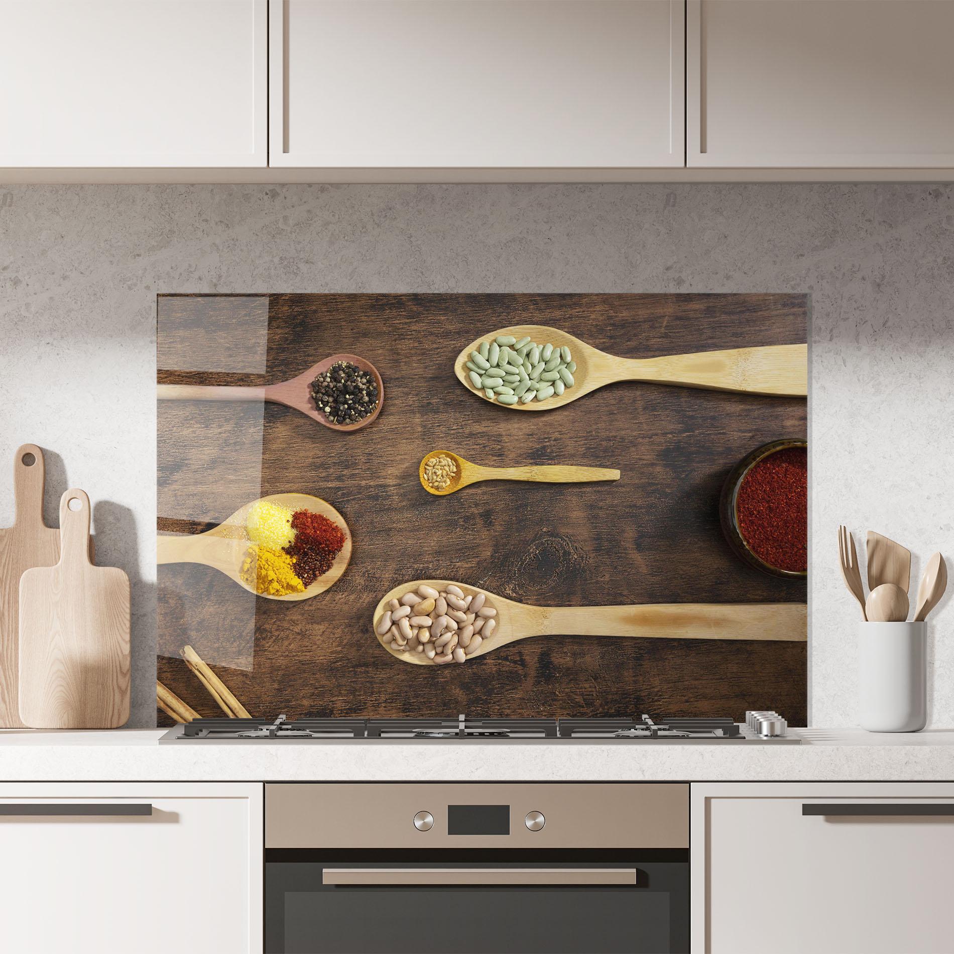Küchenrückwand Glas Spices Beans mockup 7