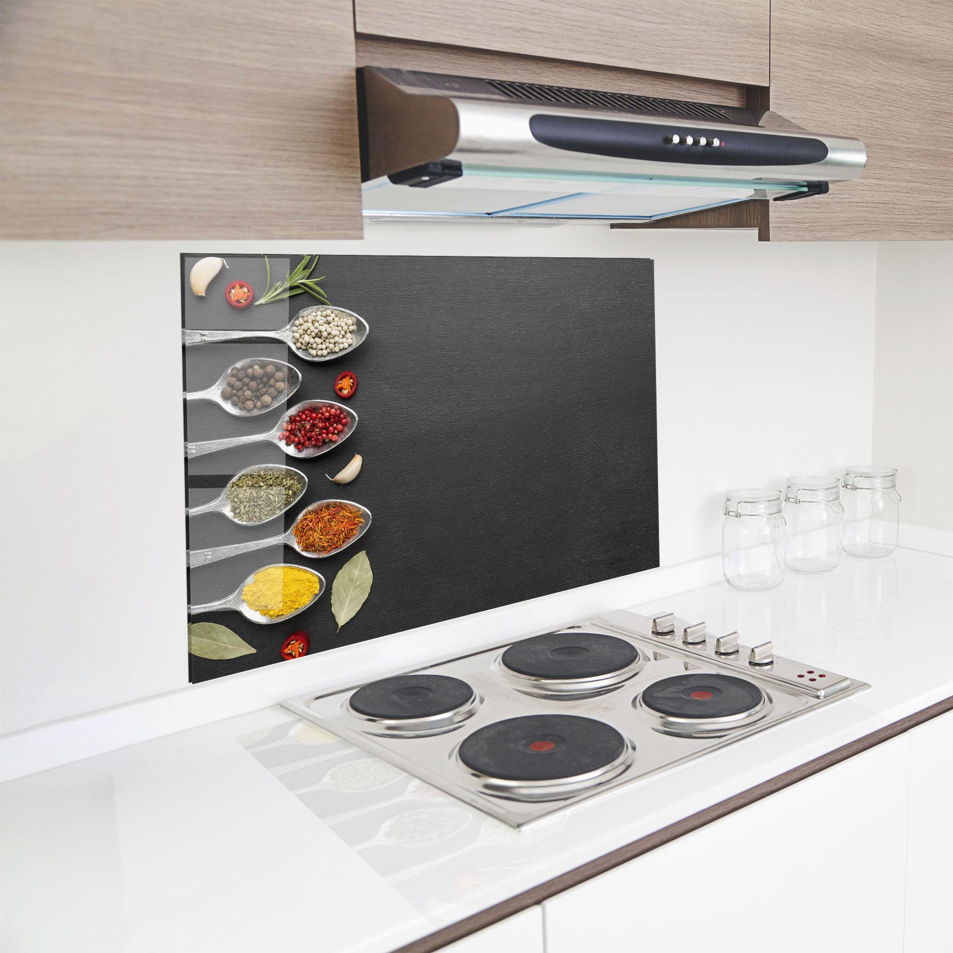 Küchenrückwand Glas Condiments Spoons mockup 8