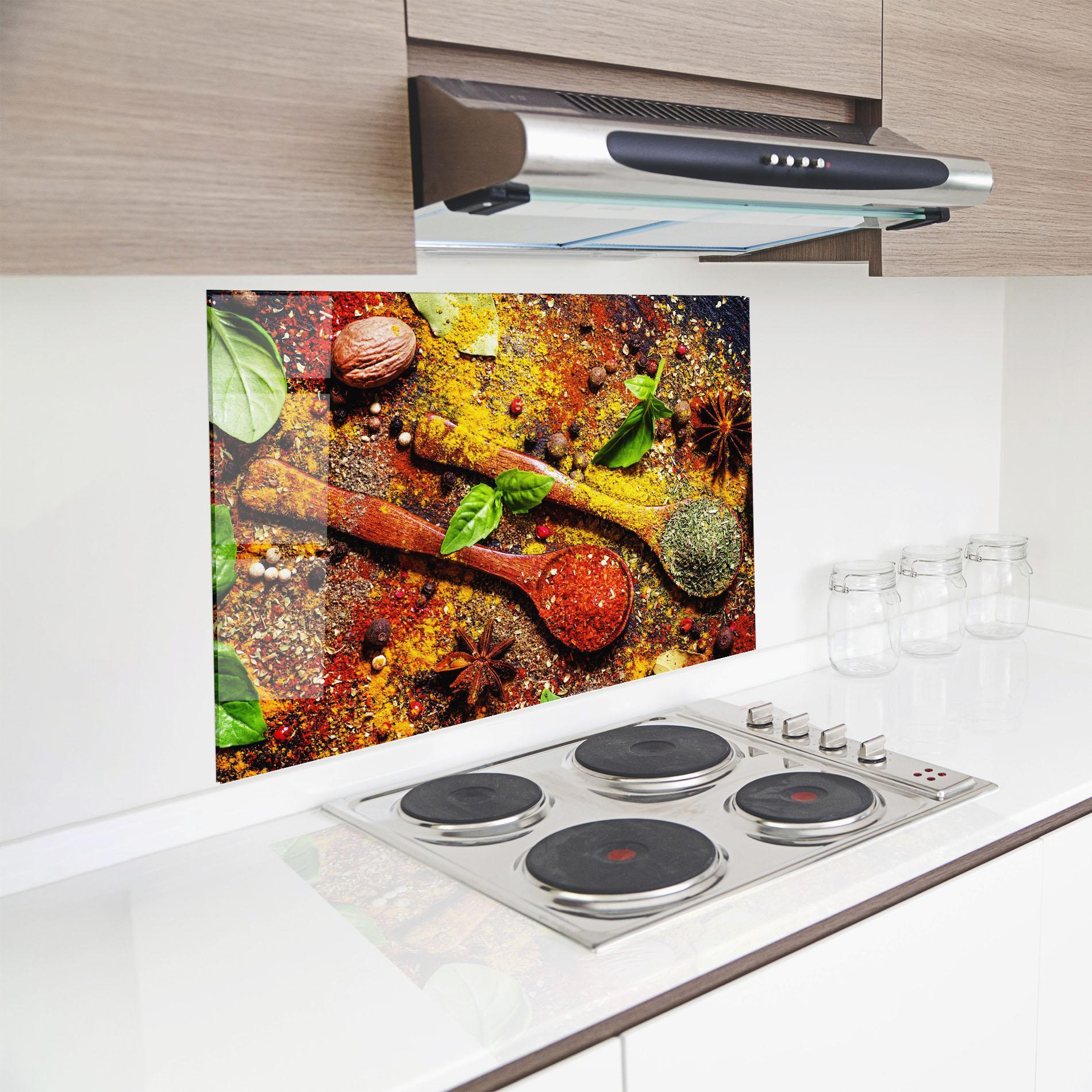 Küchenrückwand Glas Dried Herbs mockup 8