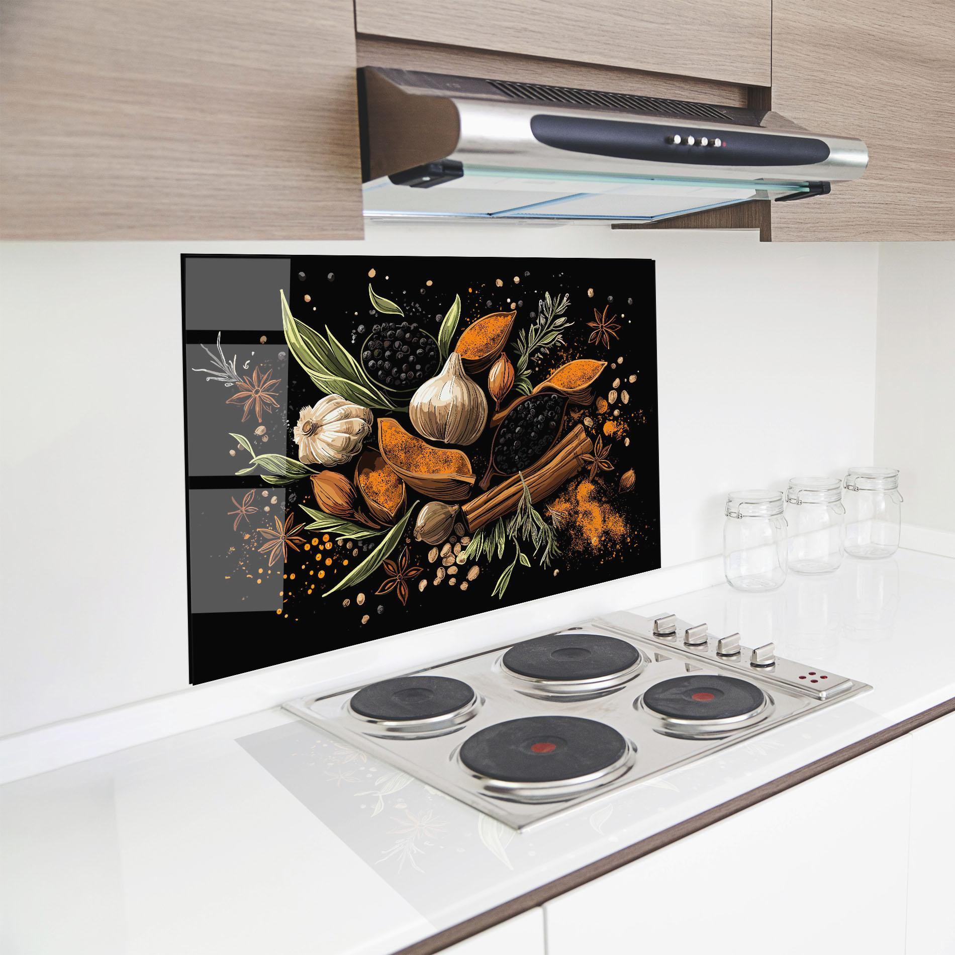 Küchenrückwand Glas Garlic And Spices mockup 8