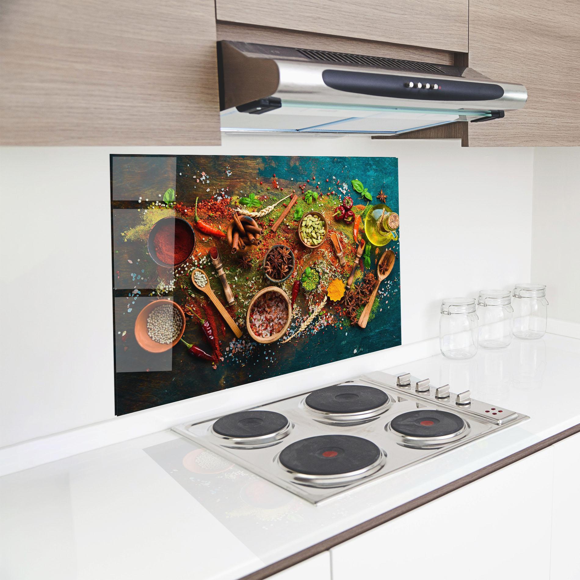 Küchenrückwand Glas Seasonings Mix mockup 8