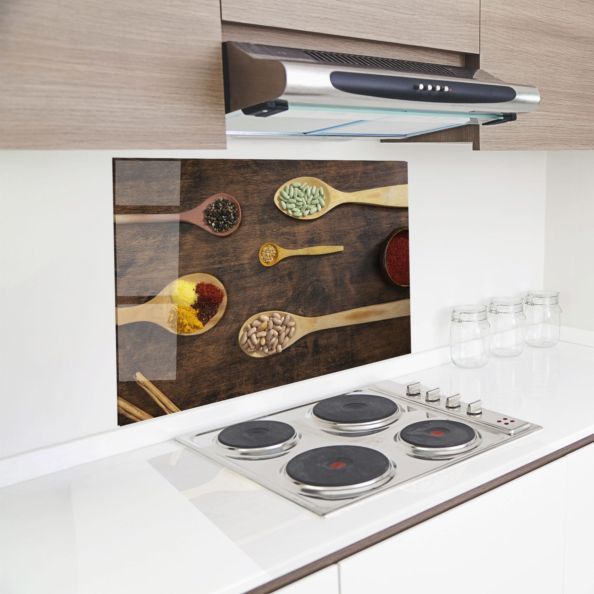 Küchenrückwand Glas Spices Beans mockup 8