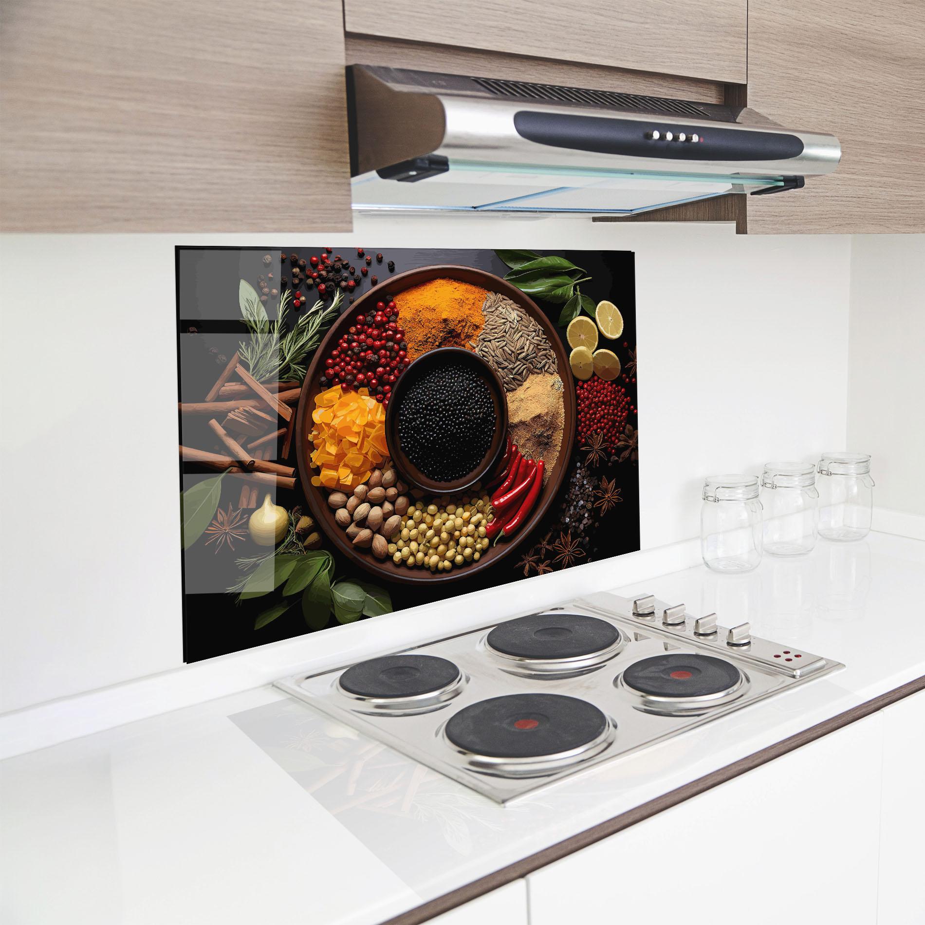 Küchenrückwand Glas Spices Plate mockup 8