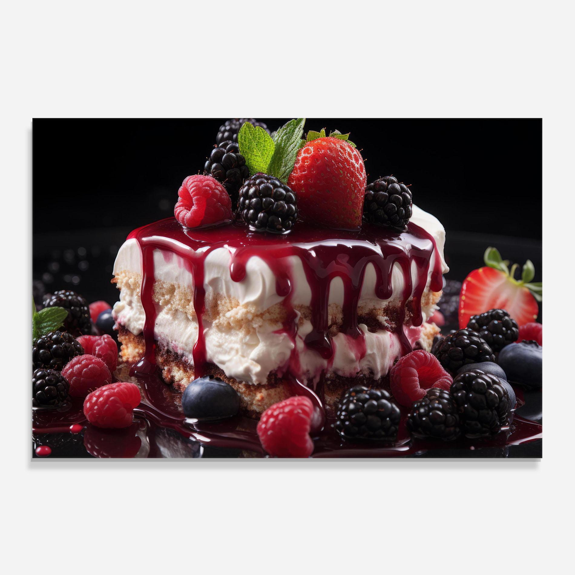 Küchenrückwand Glas Berries Cream Dessert mockup 0