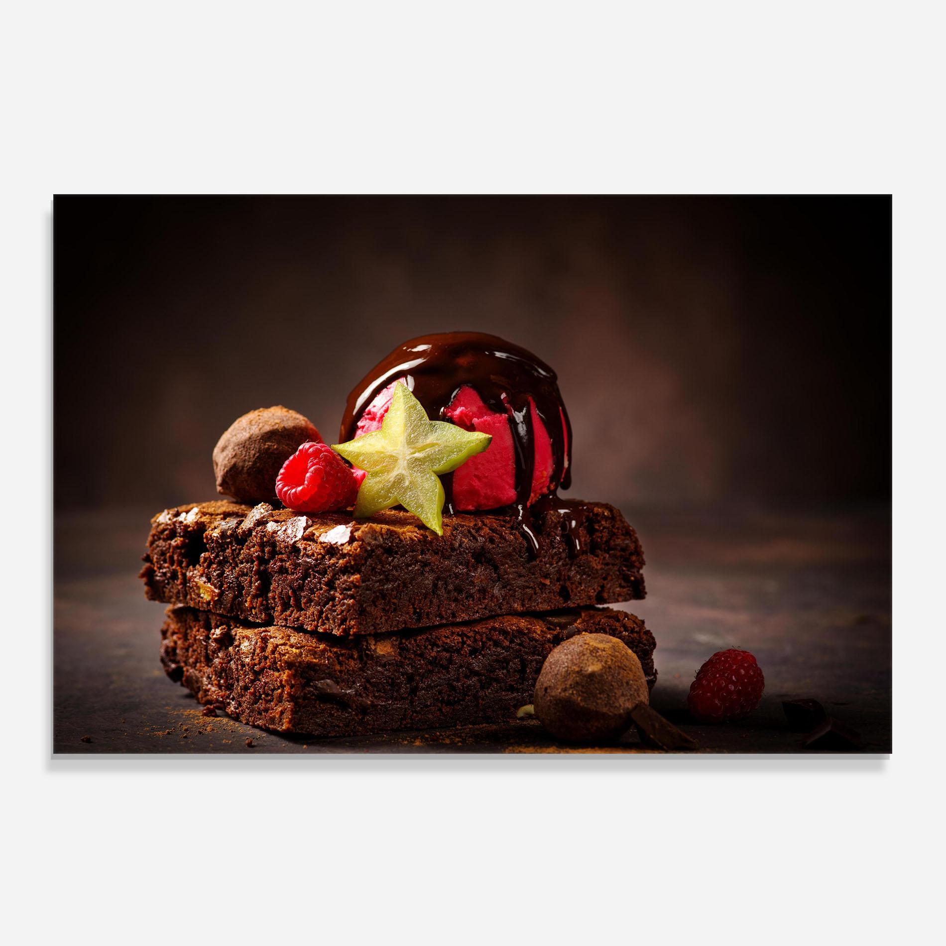 Küchenrückwand Glas Chocolate Brownie mockup 0