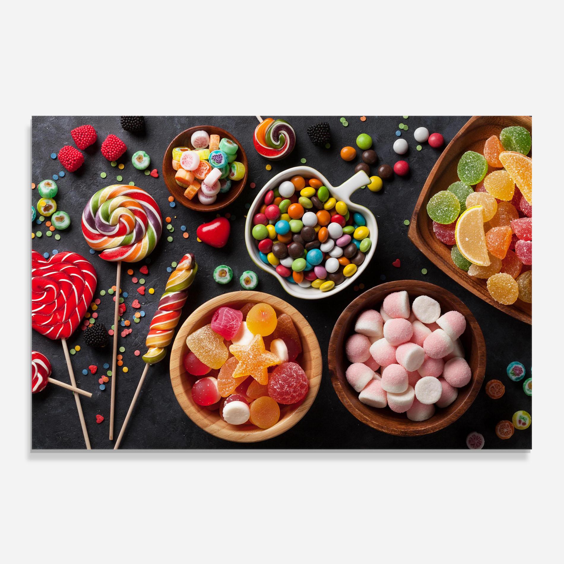 Küchenrückwand Glas Colorful Candies mockup 0