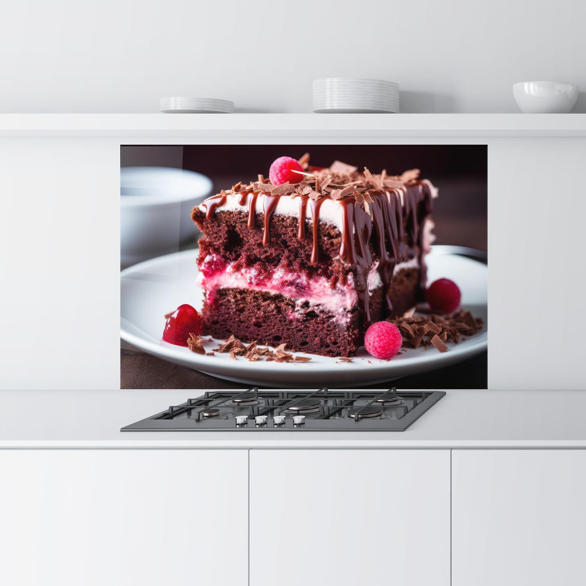 Küchenrückwand Glas Brown Cake mockup 9