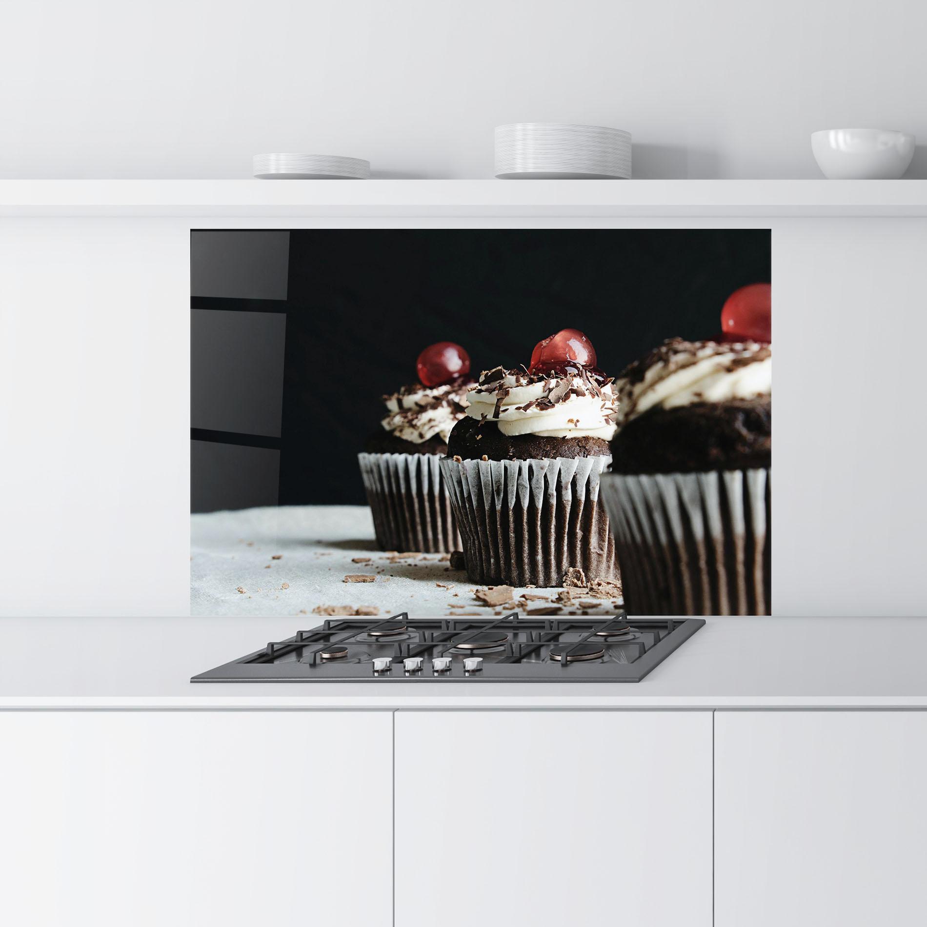 Küchenrückwand Glas Brown Muffins mockup 9