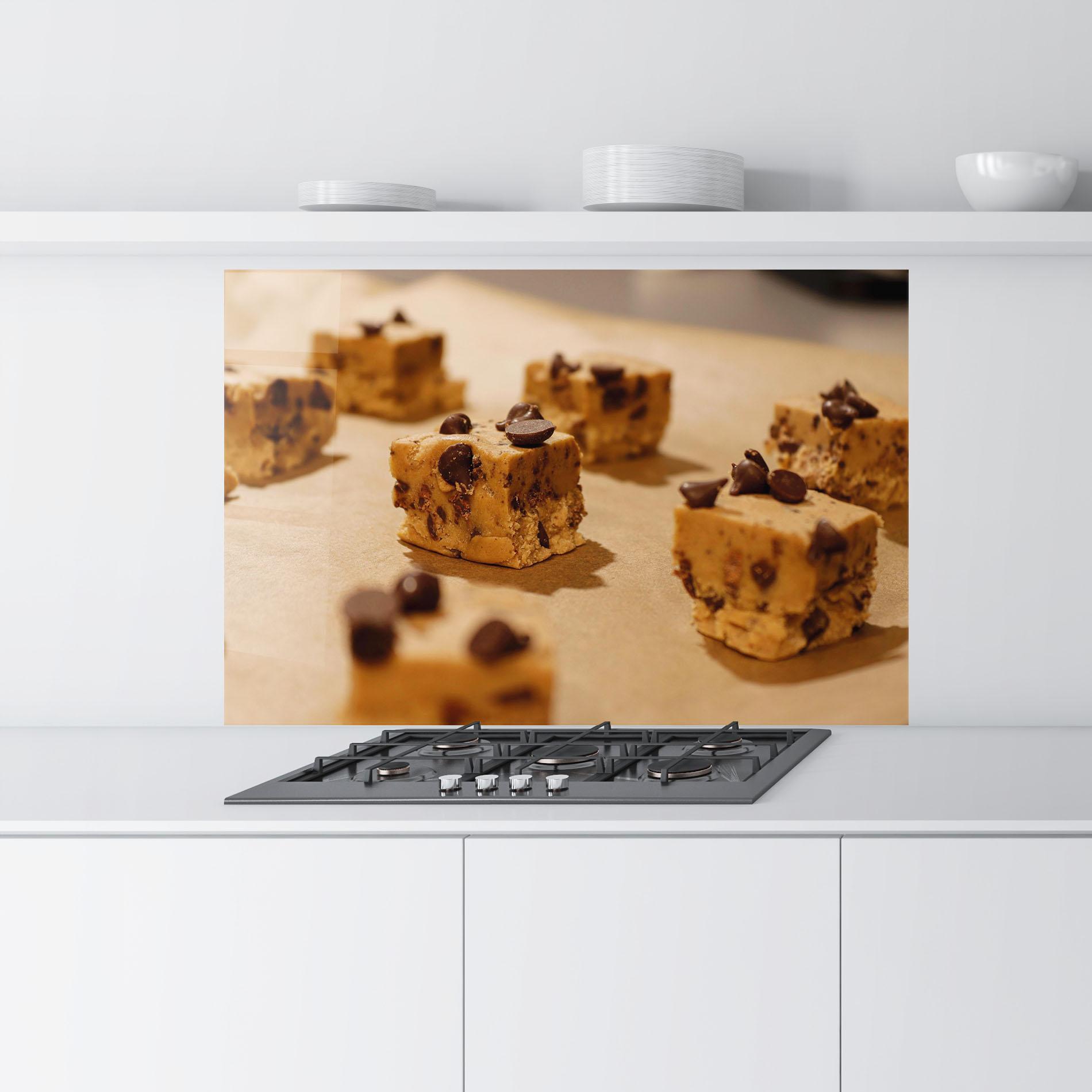 Küchenrückwand Glas Caramel Cake mockup 9