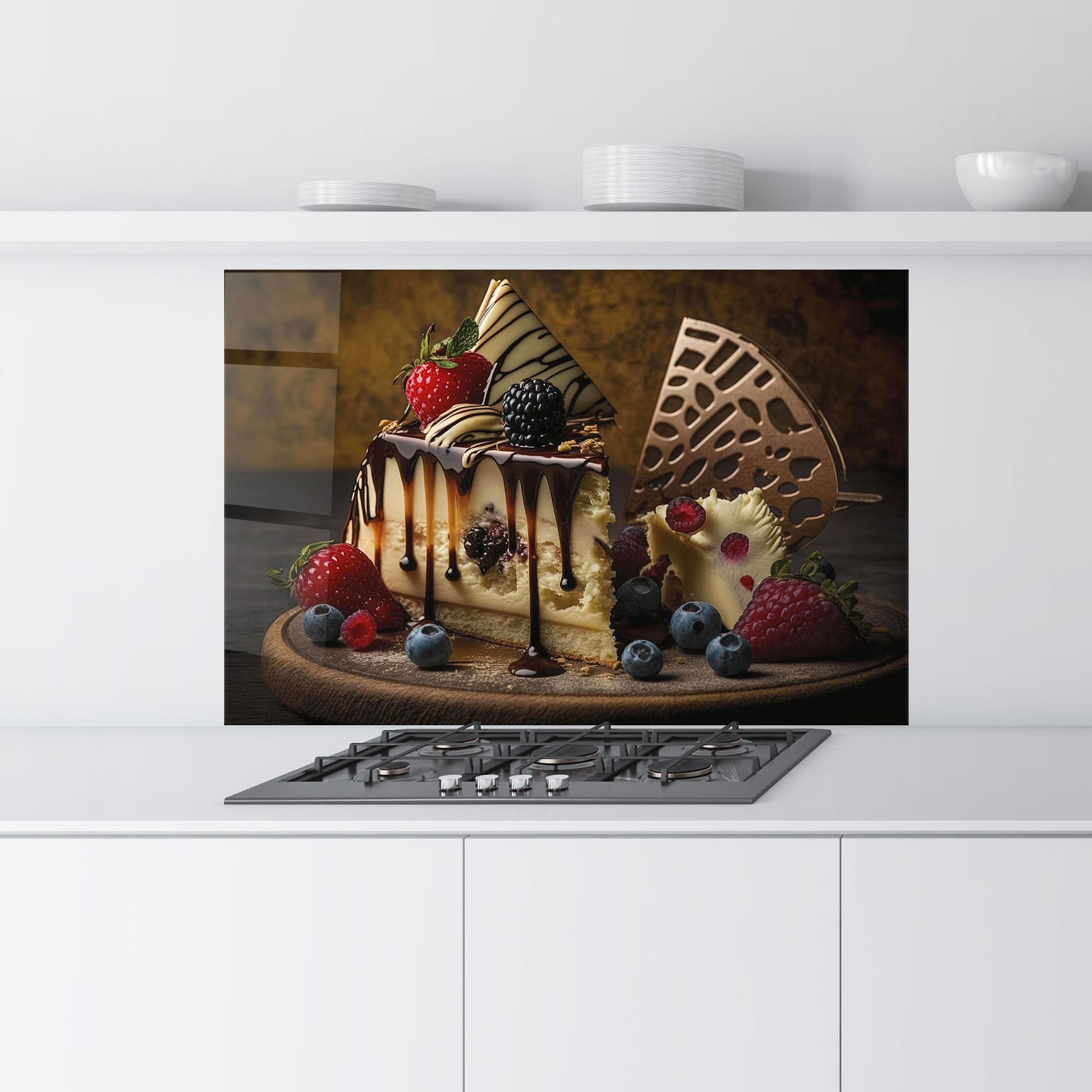 Küchenrückwand Glas Cheesecake Chocolate mockup 9