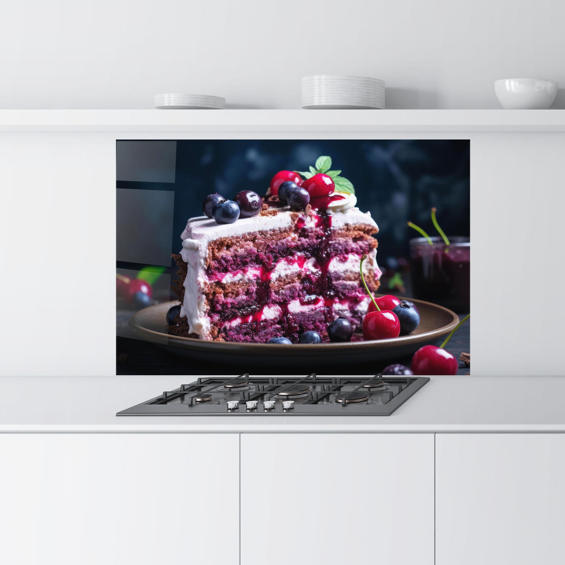 Küchenrückwand Glas Cherries Cream mockup 9