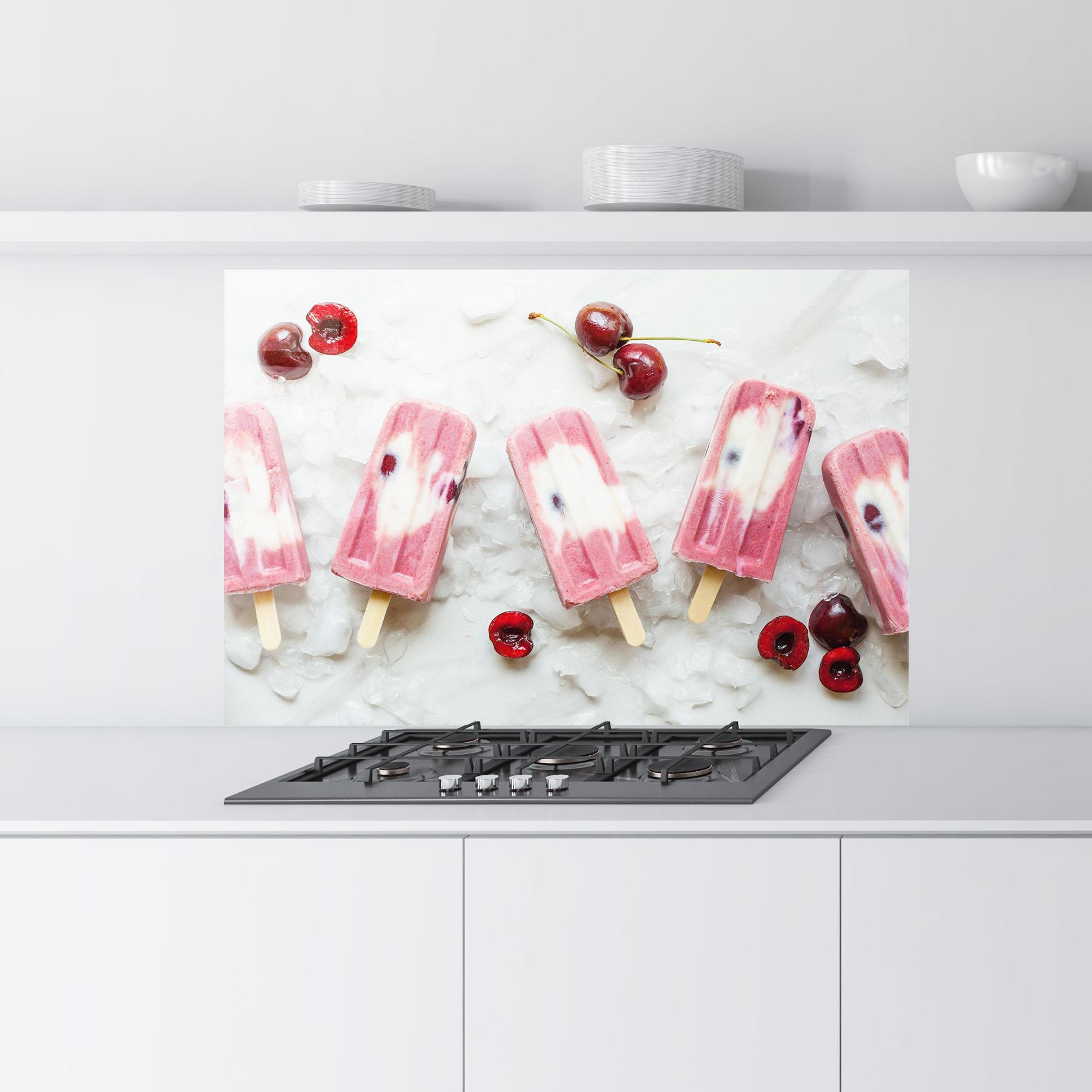 Küchenrückwand Glas Cherry Ice Cream mockup 9
