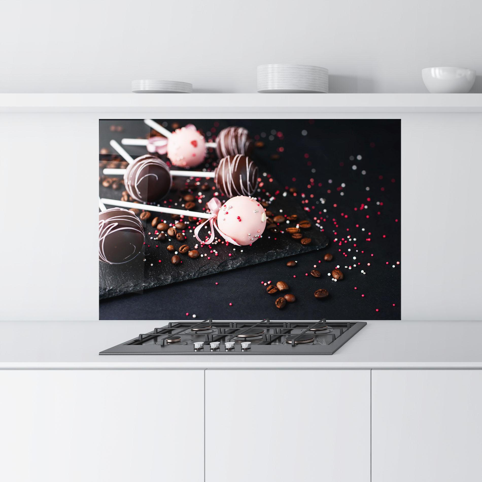 Küchenrückwand Glas Chocolate Dessert mockup 9
