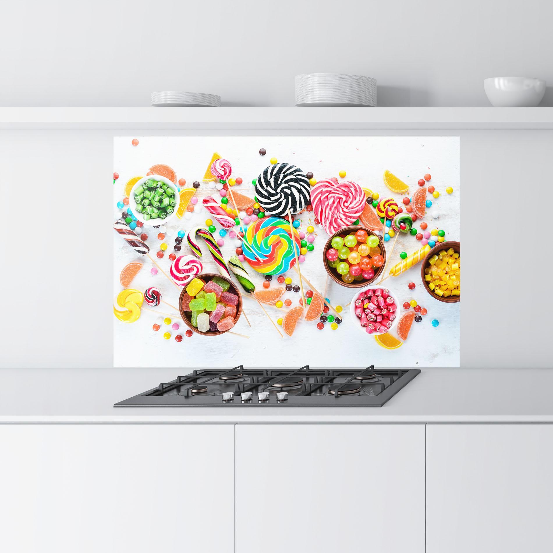 Küchenrückwand Glas Colorful Candies Jelly mockup 9