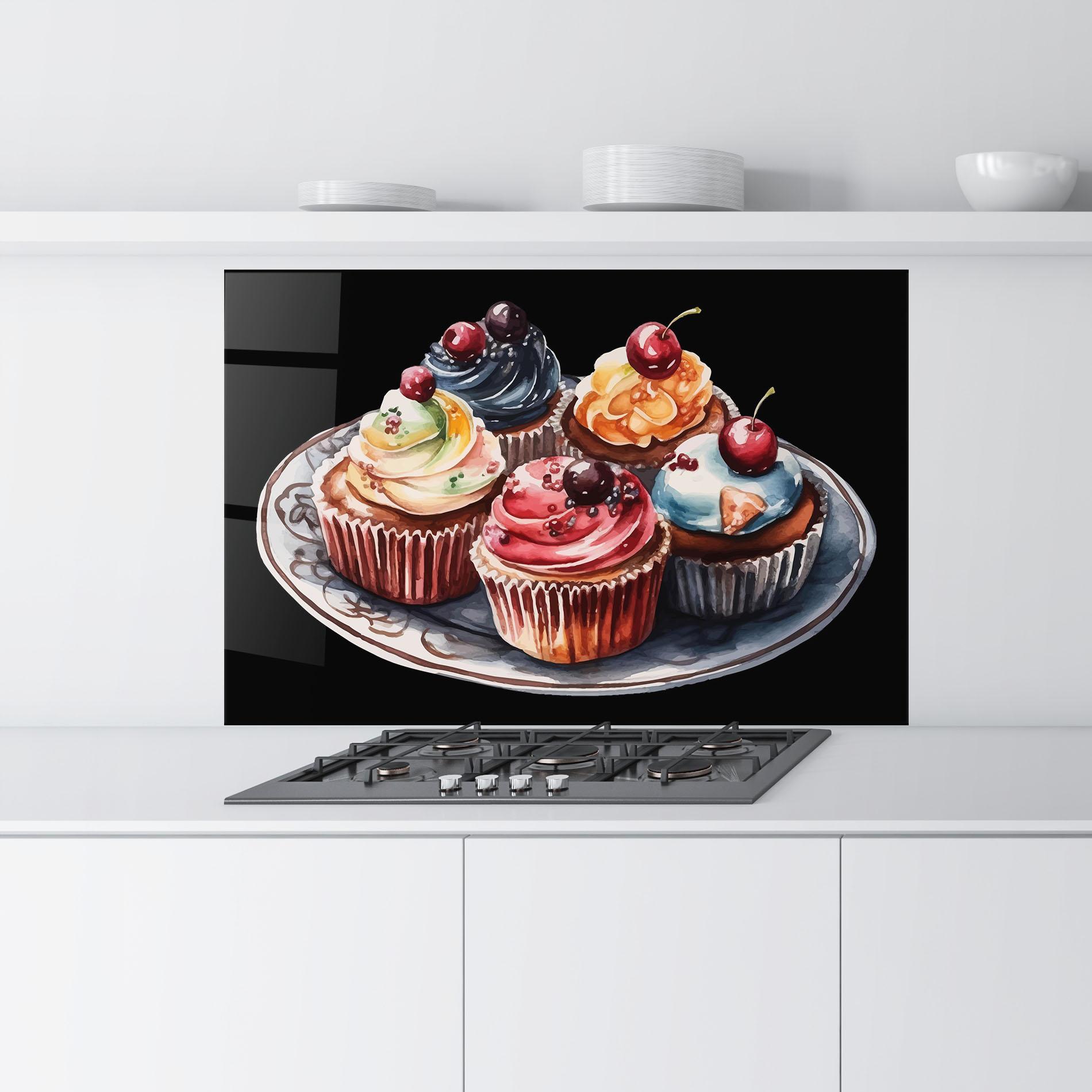 Küchenrückwand Glas Colorful Muffins mockup 9