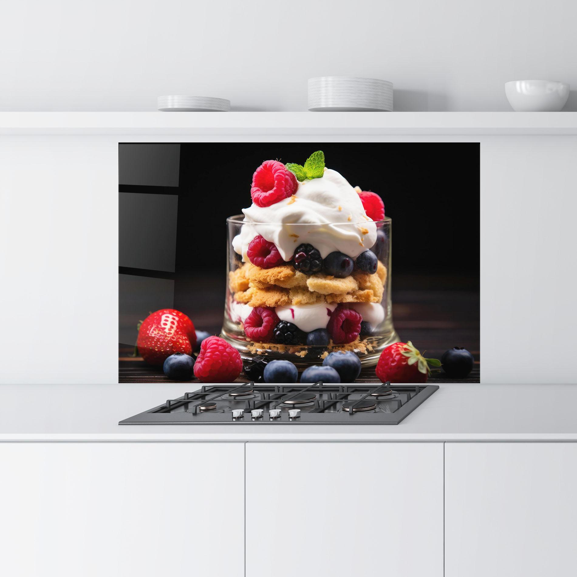 Küchenrückwand Glas Cup Fruit Dessert mockup 9