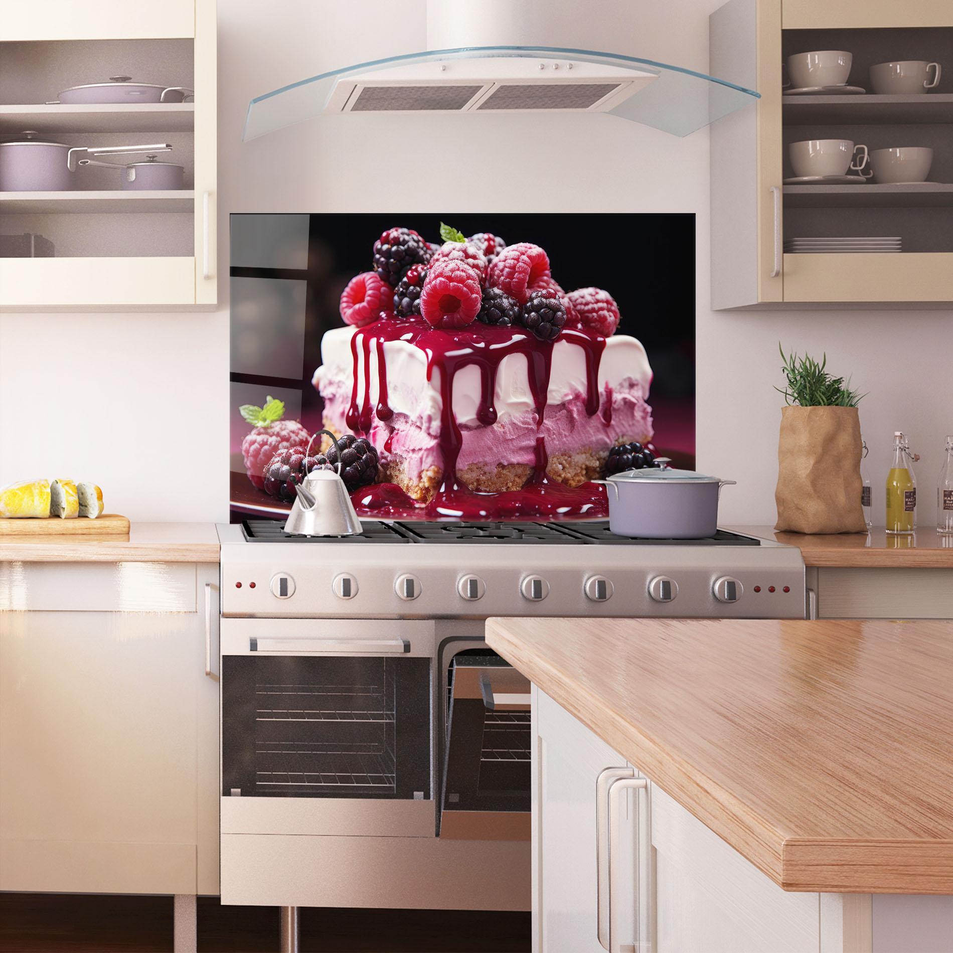 Küchenrückwand Glas Berries Cream mockup 1