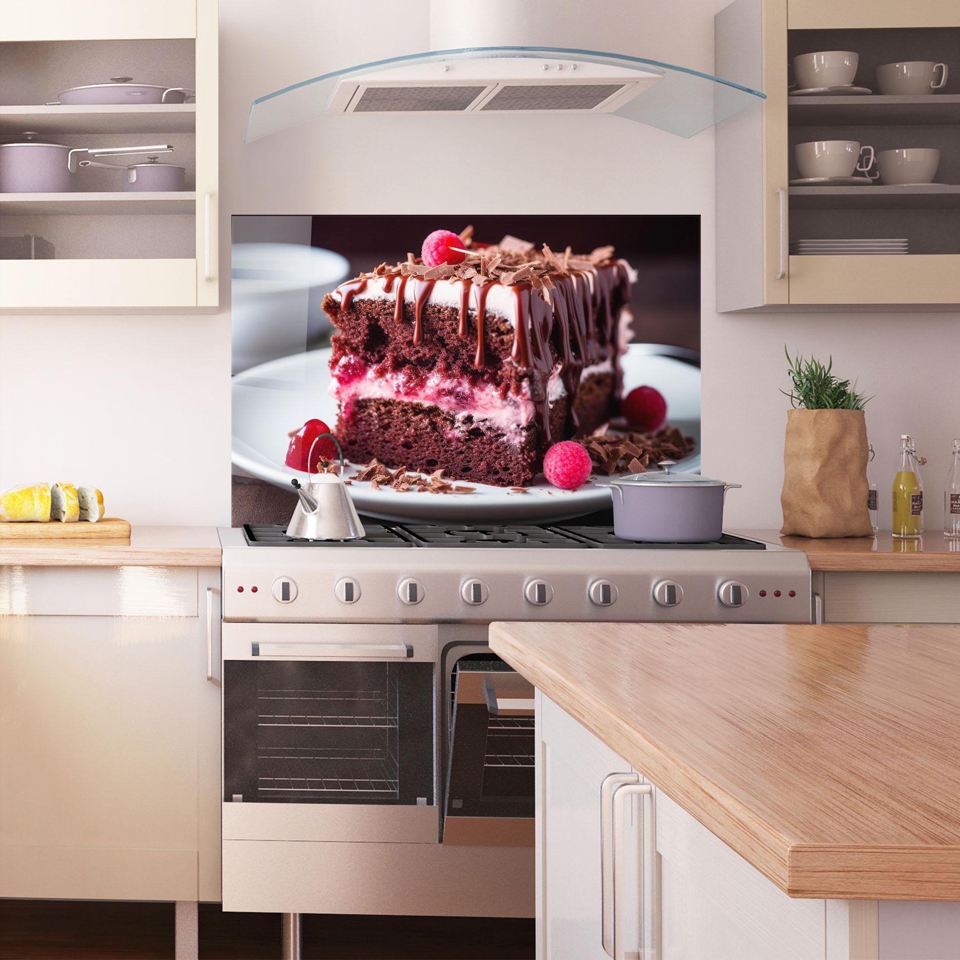 Küchenrückwand Glas Brown Cake mockup 1