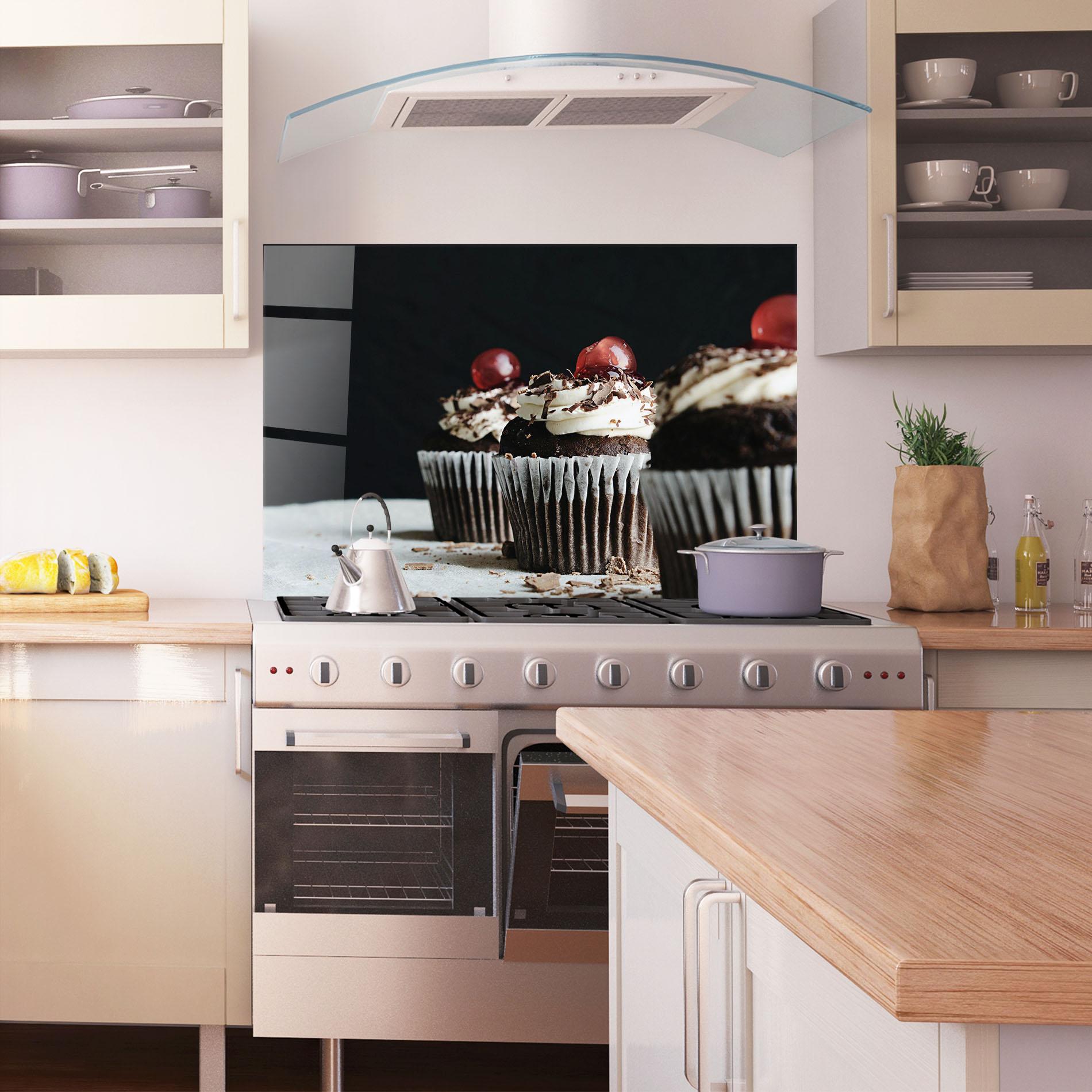 Küchenrückwand Glas Brown Muffins mockup 1