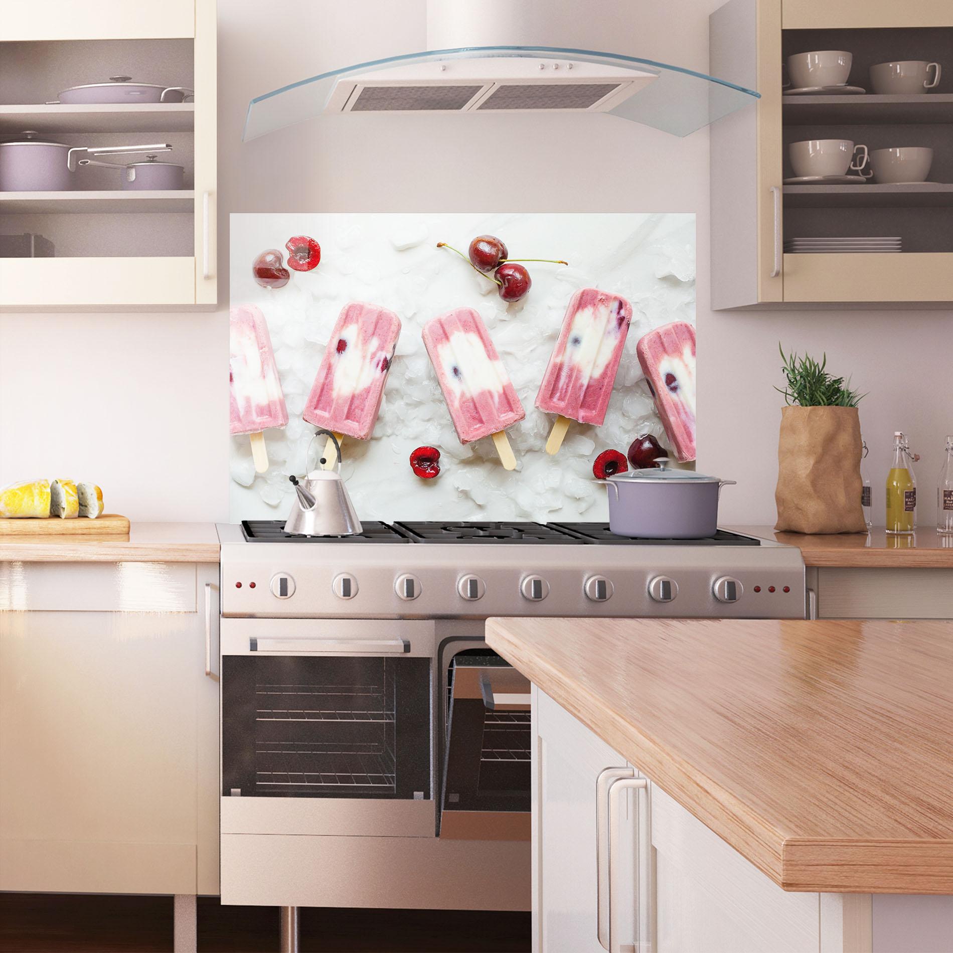 Küchenrückwand Glas Cherry Ice Cream mockup 1