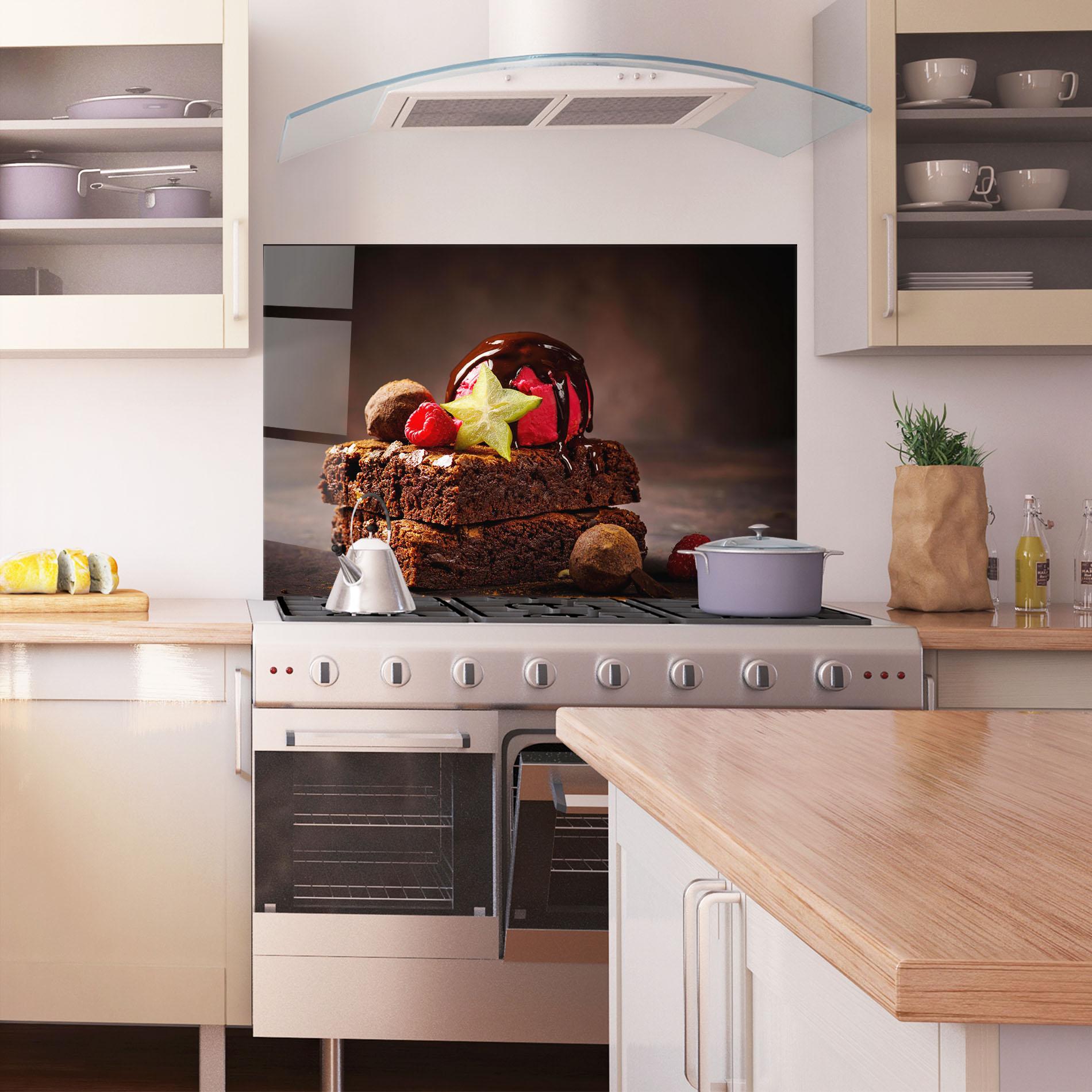 Küchenrückwand Glas Chocolate Brownie mockup 1