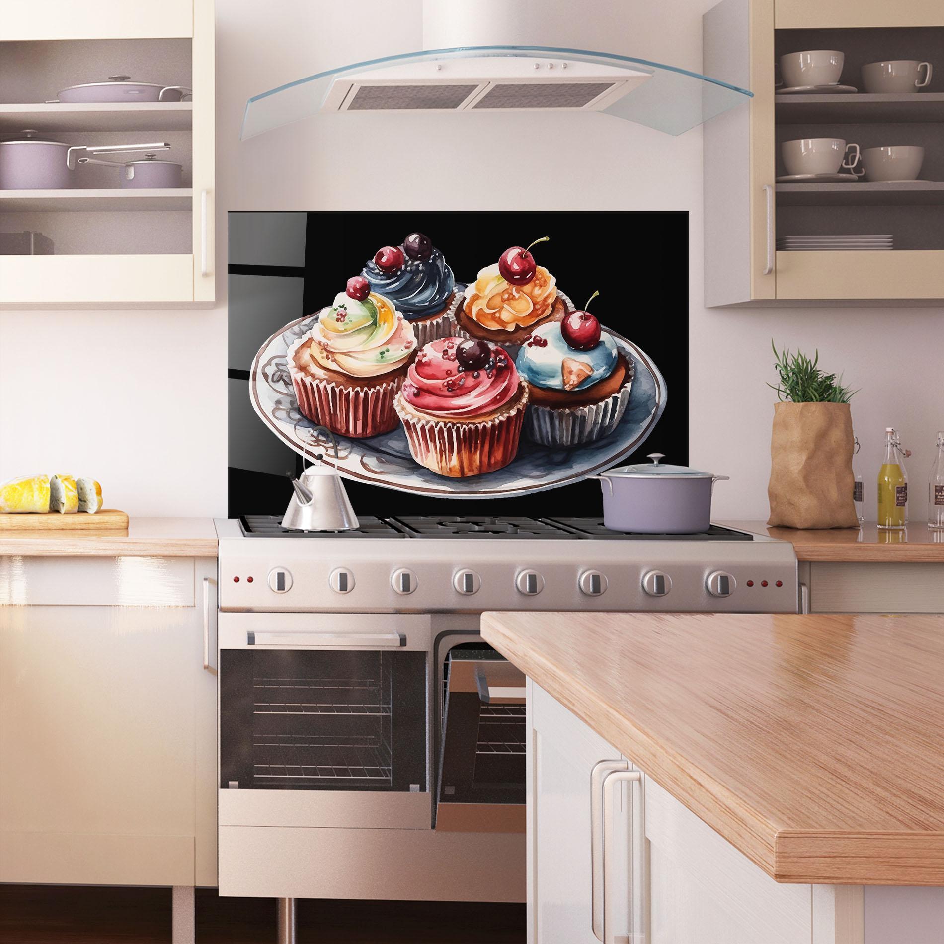 Küchenrückwand Glas Colorful Muffins mockup 1