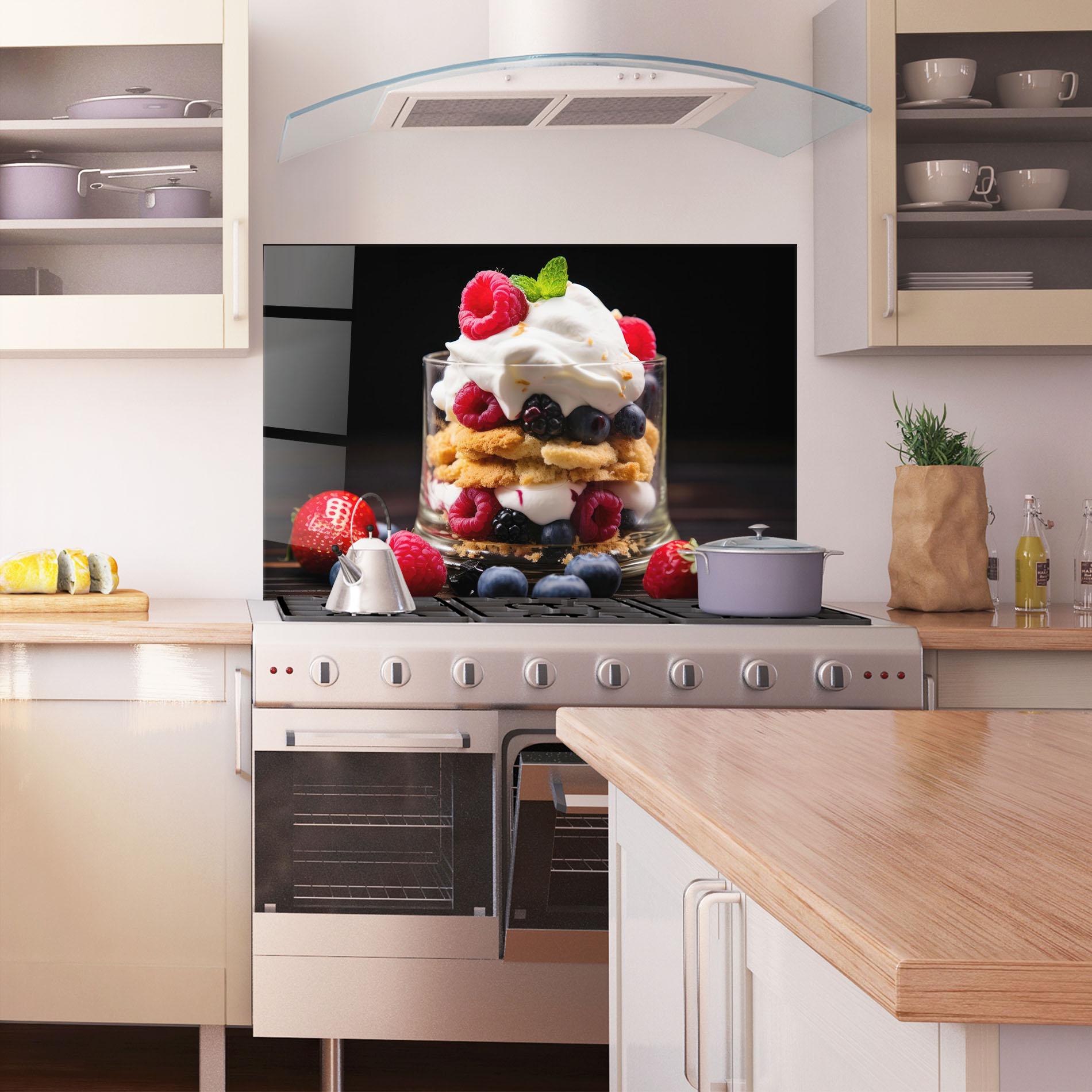 Küchenrückwand Glas Cup Fruit Dessert mockup 1