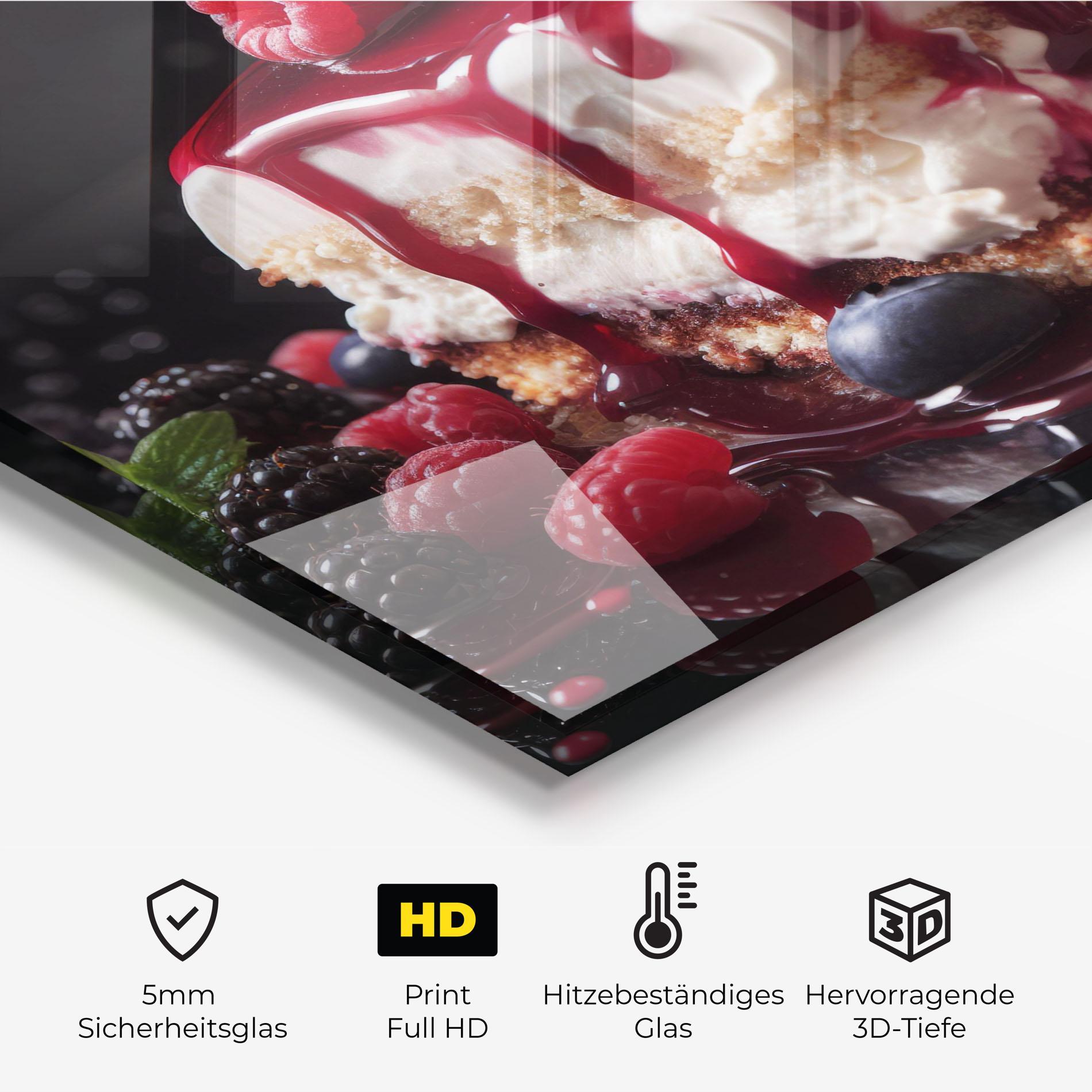 Küchenrückwand Glas Berries Cream Dessert mockup 2