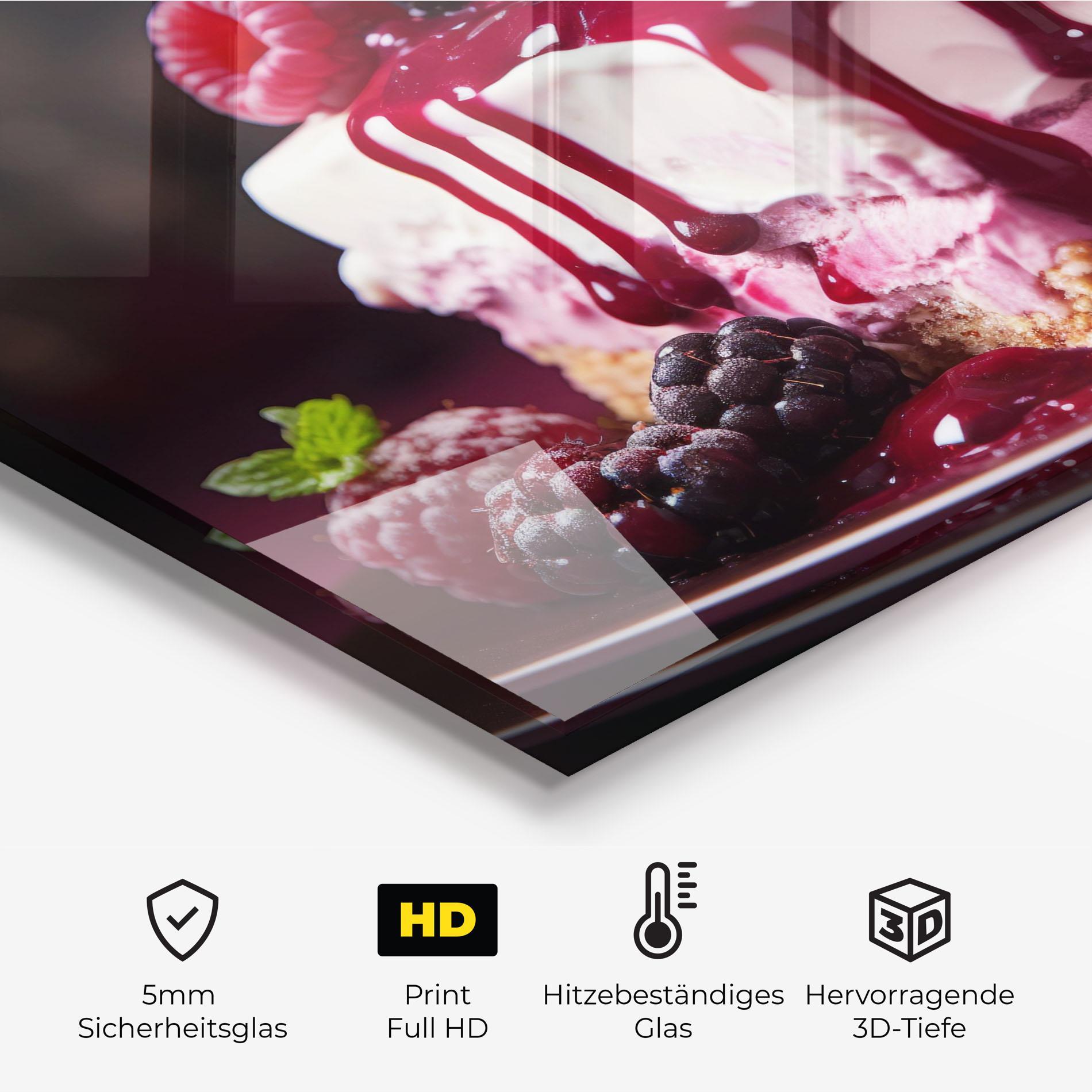 Küchenrückwand Glas Berries Cream mockup 2