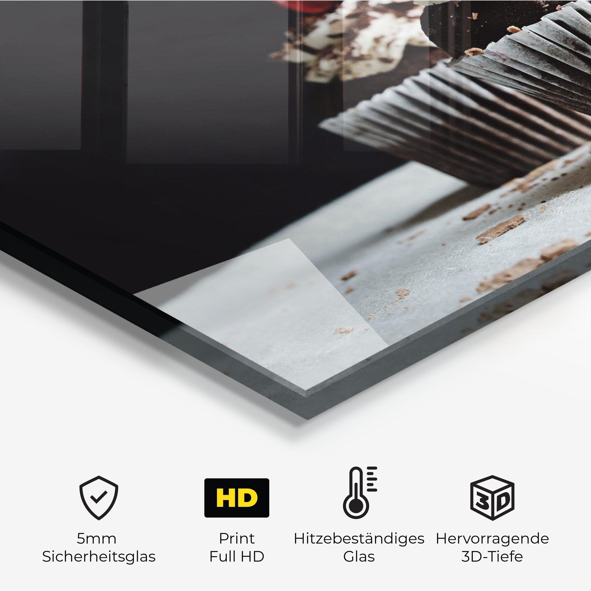 Küchenrückwand Glas Brown Muffins mockup 2