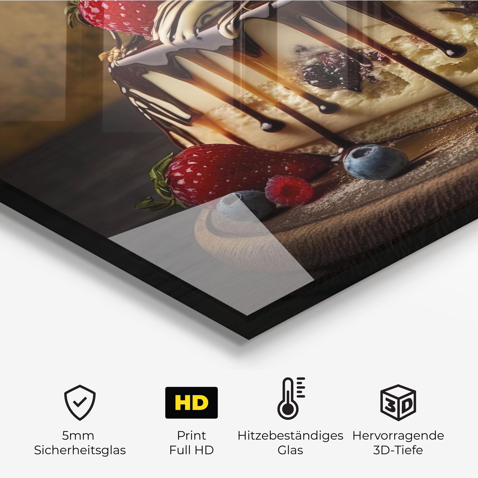 Küchenrückwand Glas Cheesecake Chocolate mockup 2