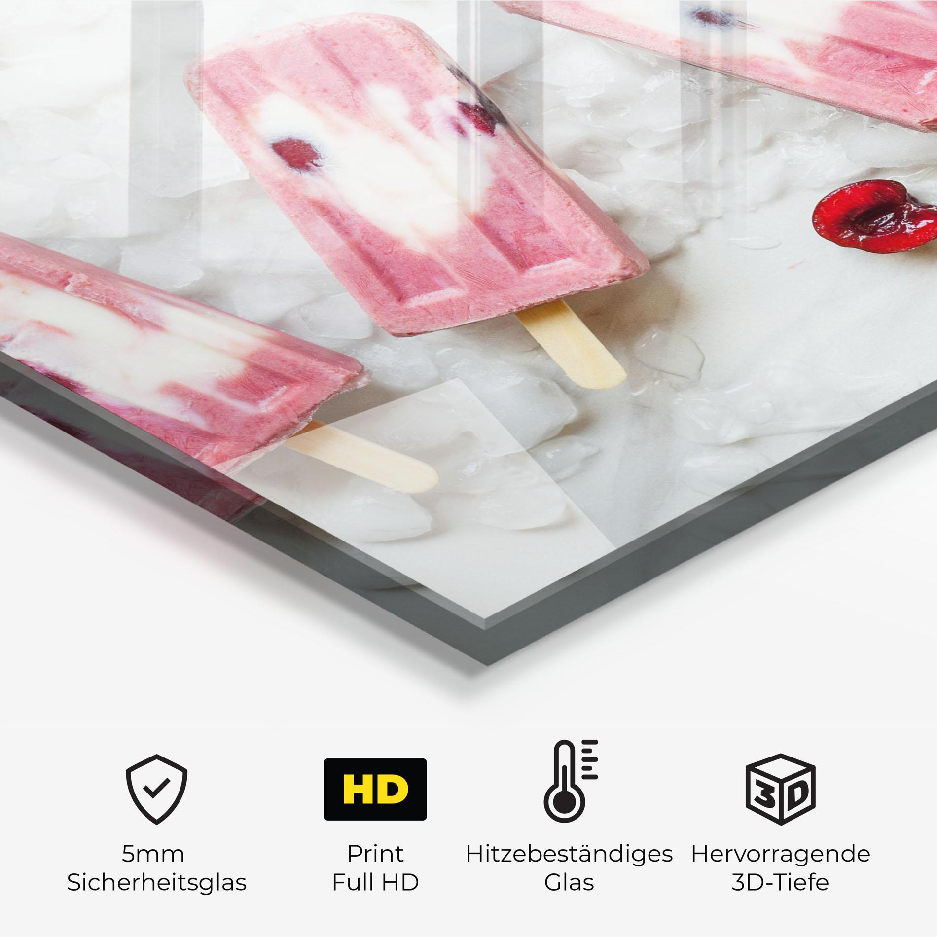 Küchenrückwand Glas Cherry Ice Cream mockup 2