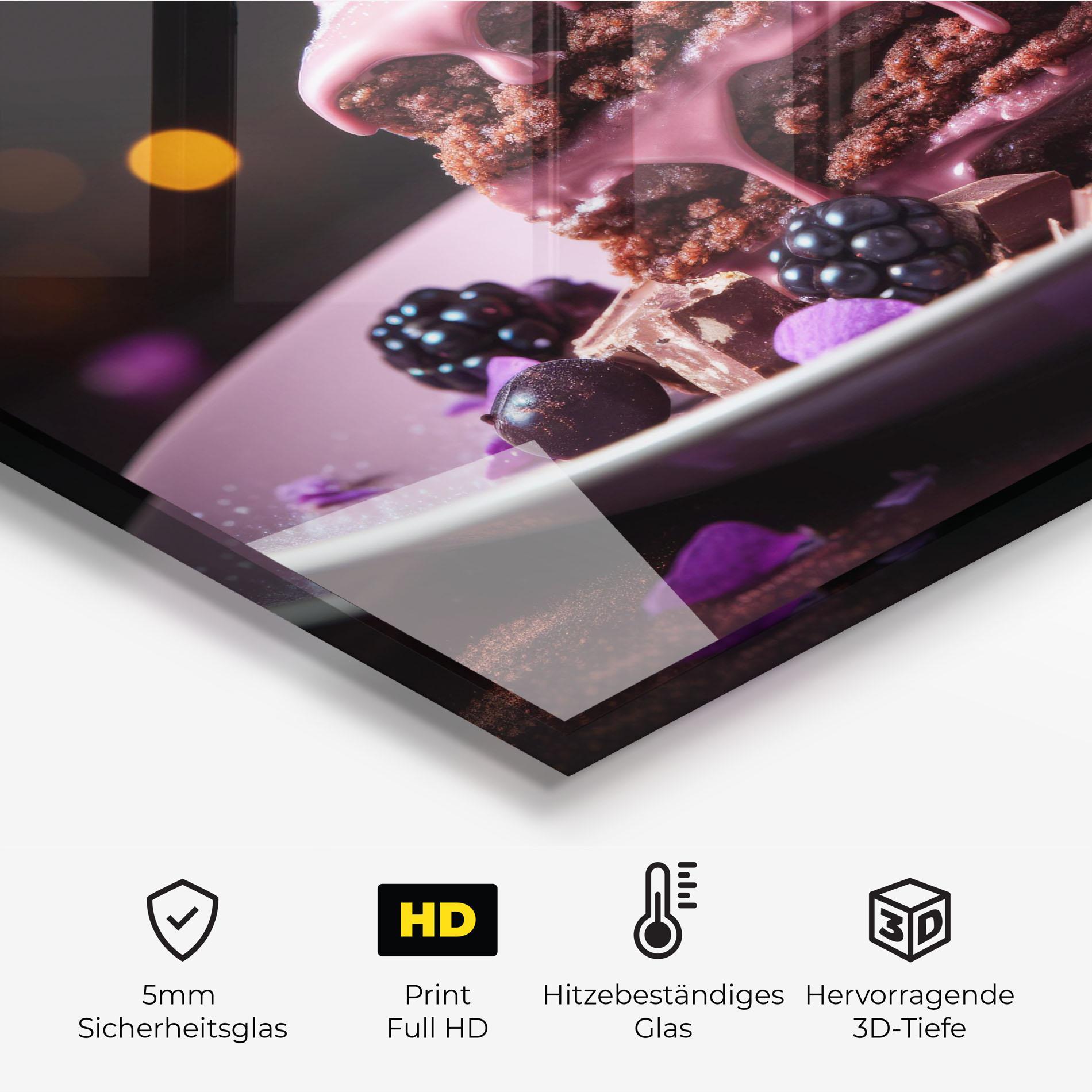 Küchenrückwand Glas Chocolate Berries mockup 2