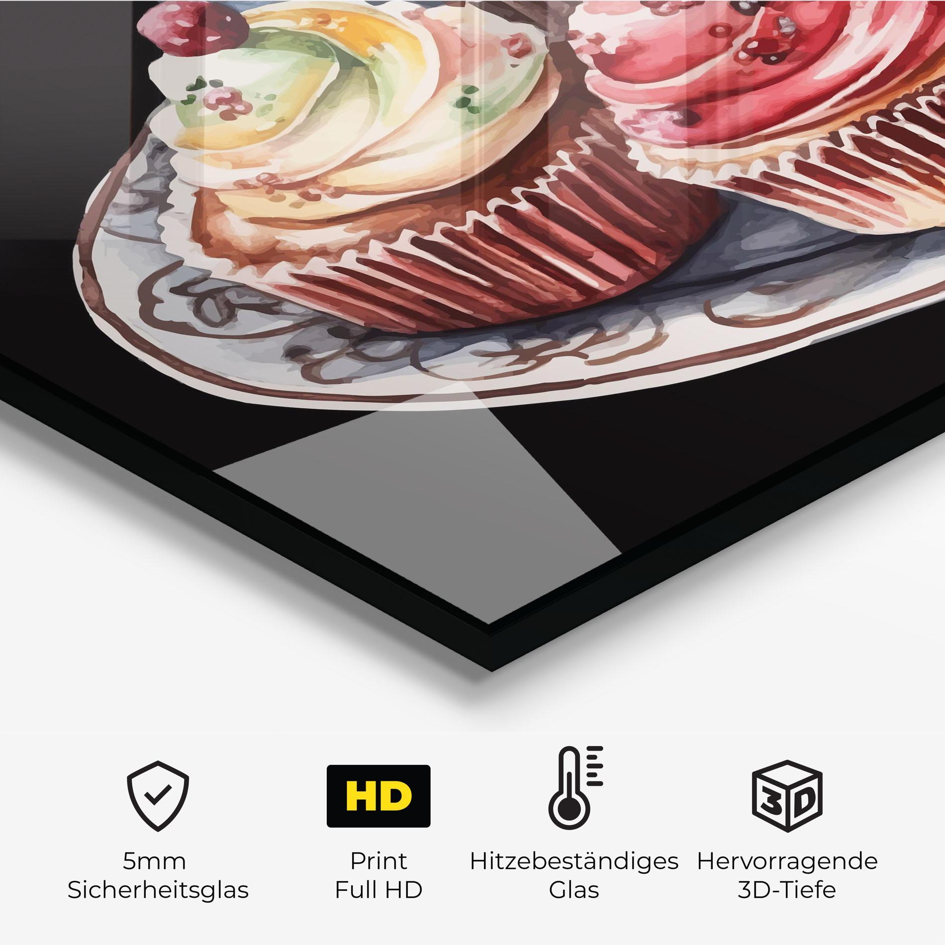 Küchenrückwand Glas Colorful Muffins mockup 2