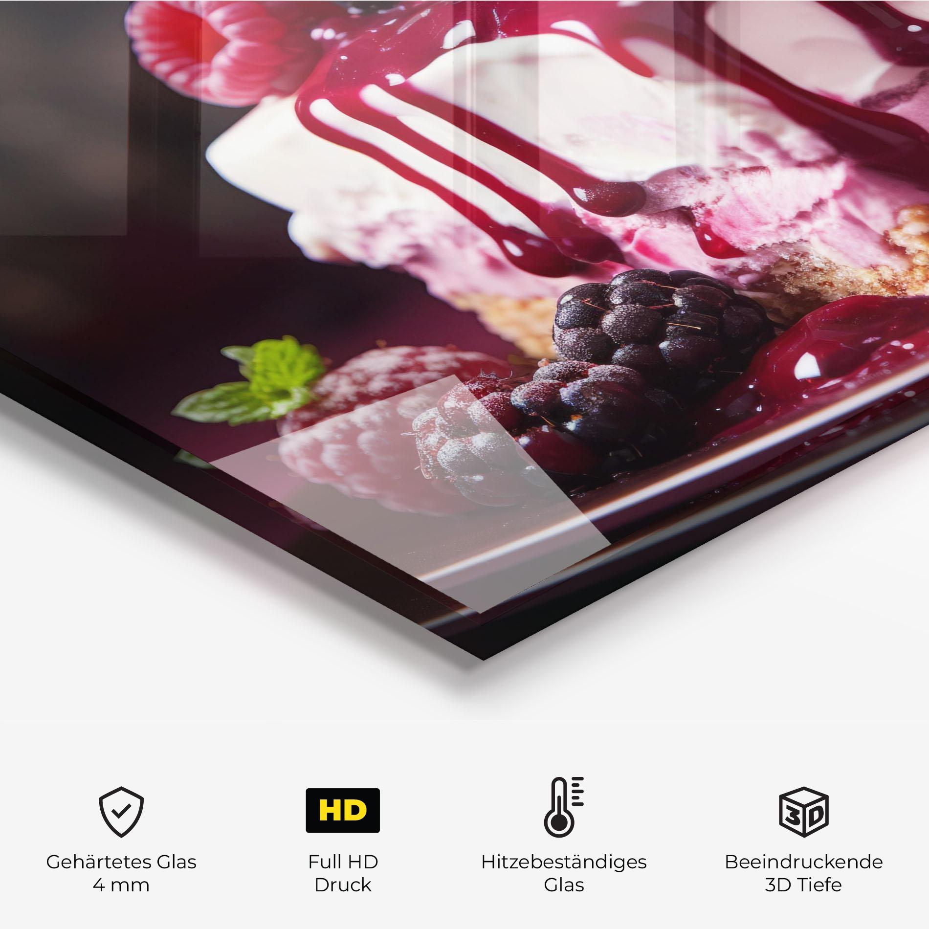 Küchenrückwand Glas Berries Cream mockup 2