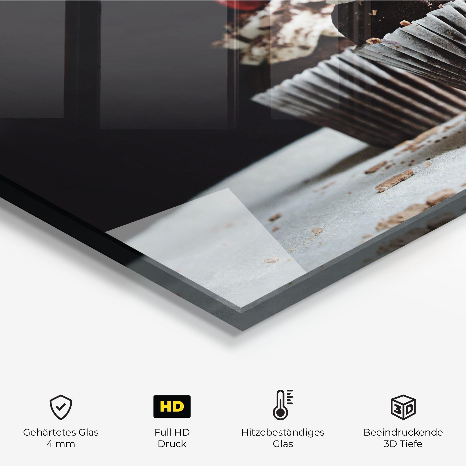 Küchenrückwand Glas Brown Muffins mockup 2