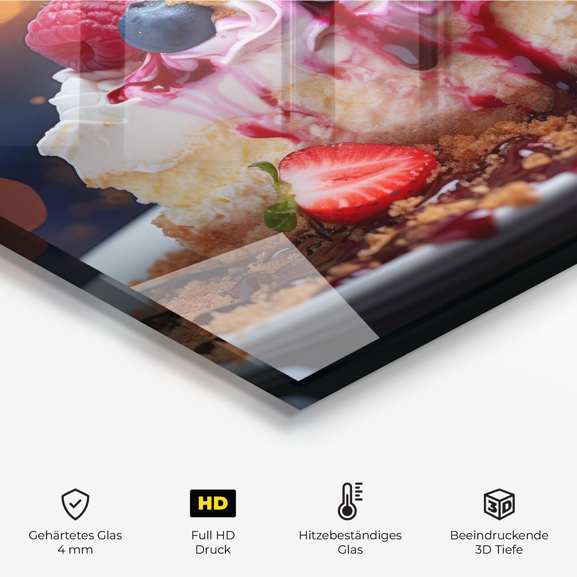 Küchenrückwand Glas Cheesecake Berries mockup 2