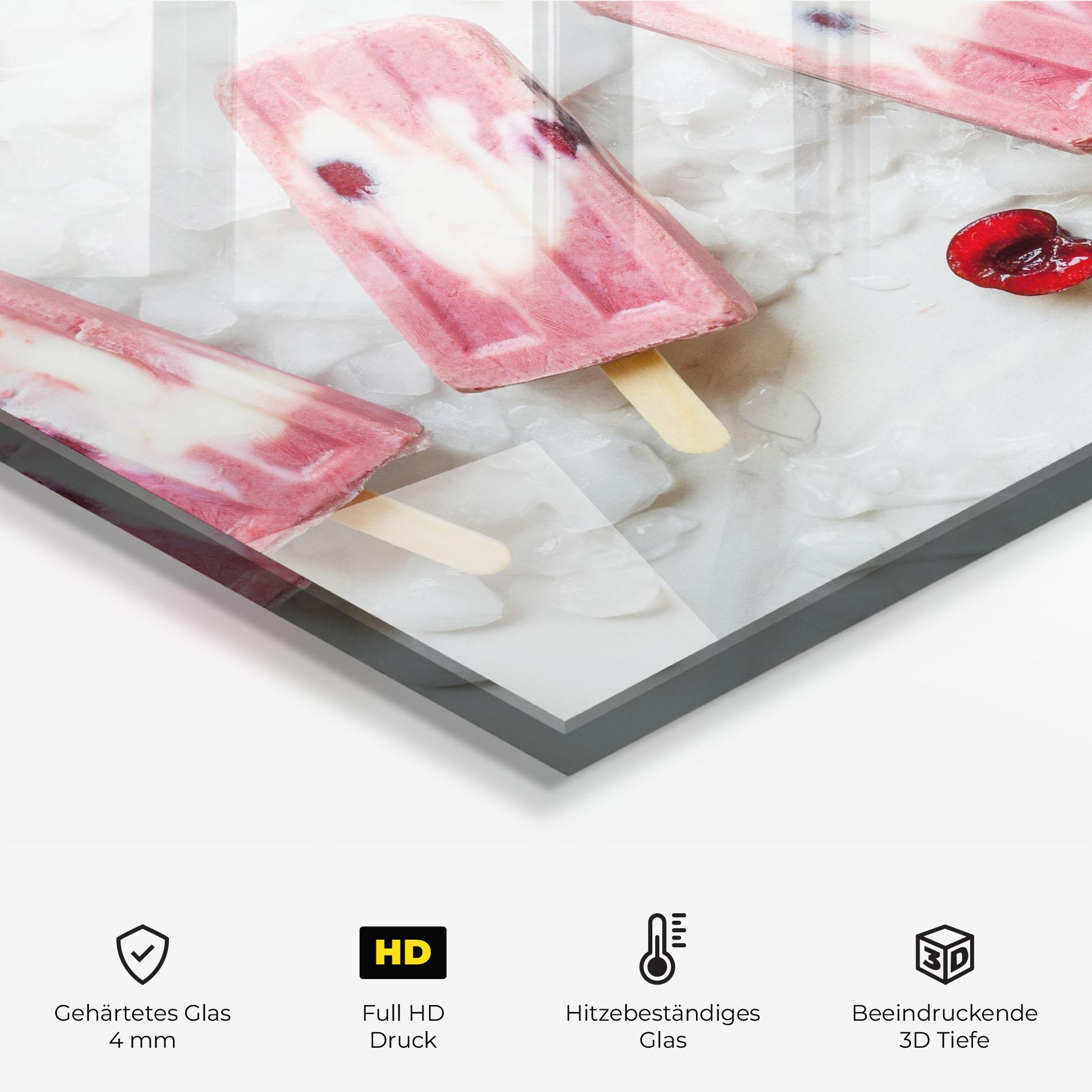 Küchenrückwand Glas Cherry Ice Cream mockup 2